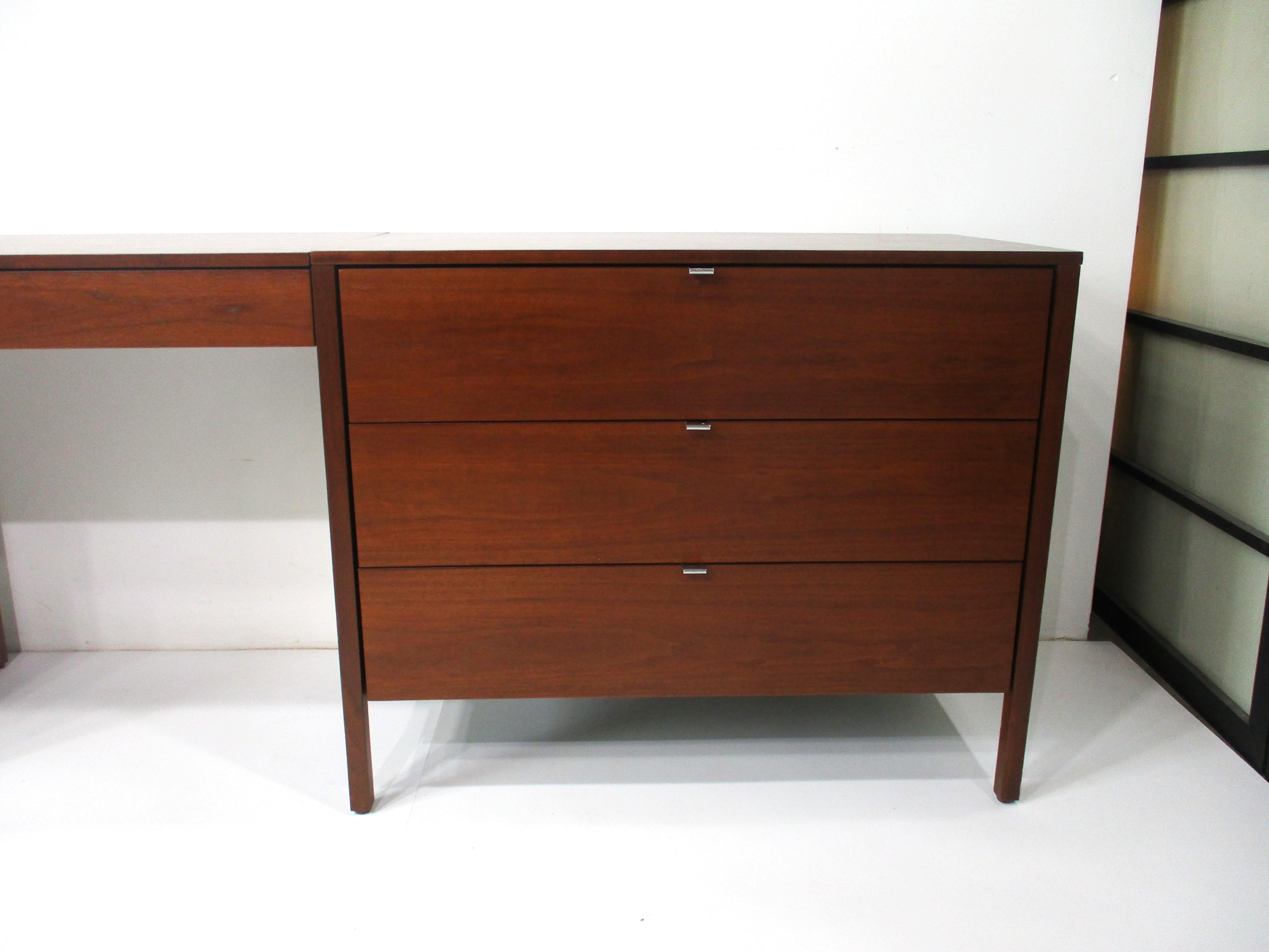 American Florence Knoll 3 pc. Suspended Walnut Vanity for Knoll