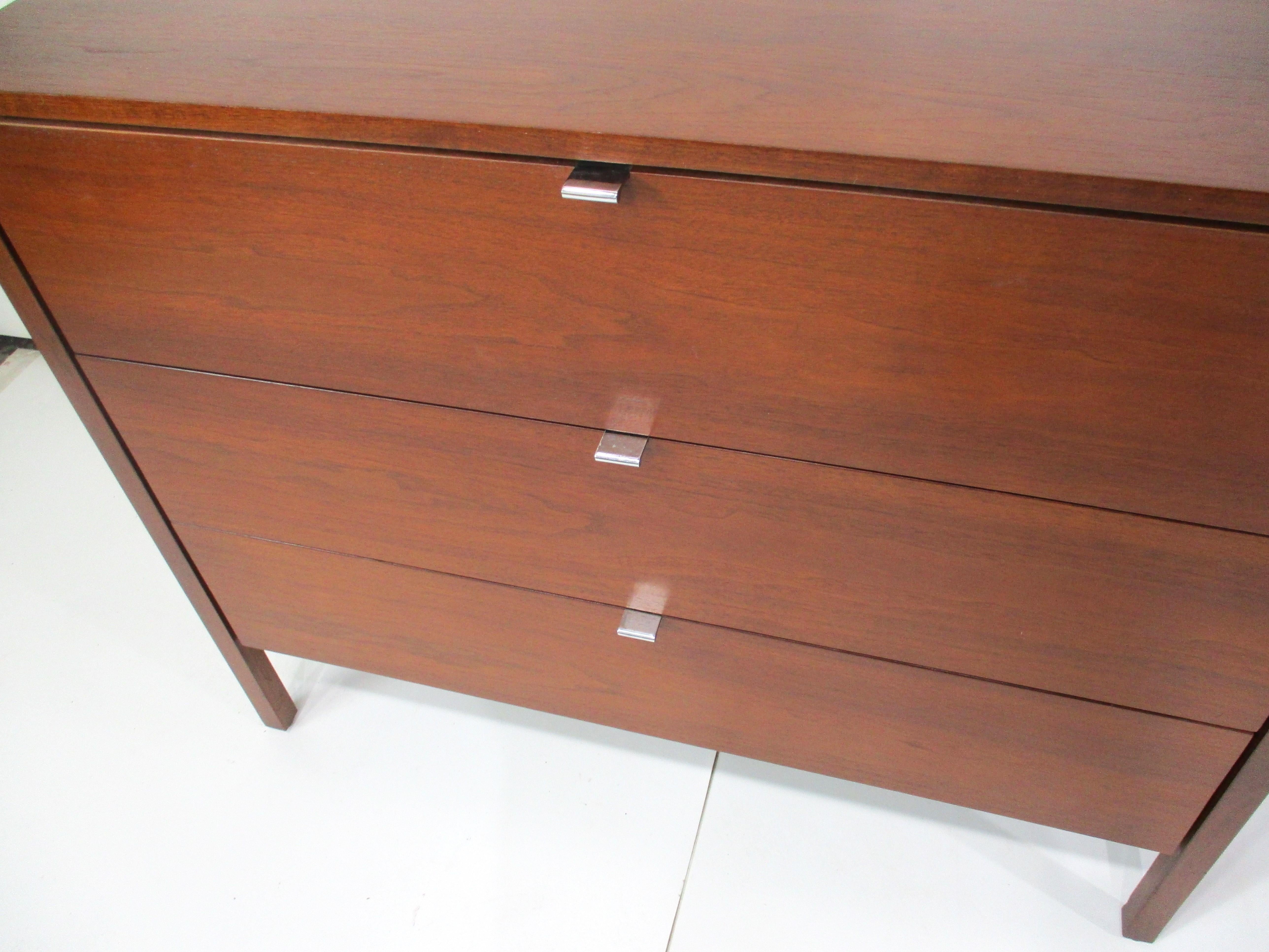 20th Century Florence Knoll 3 pc. Suspended Walnut Vanity for Knoll  