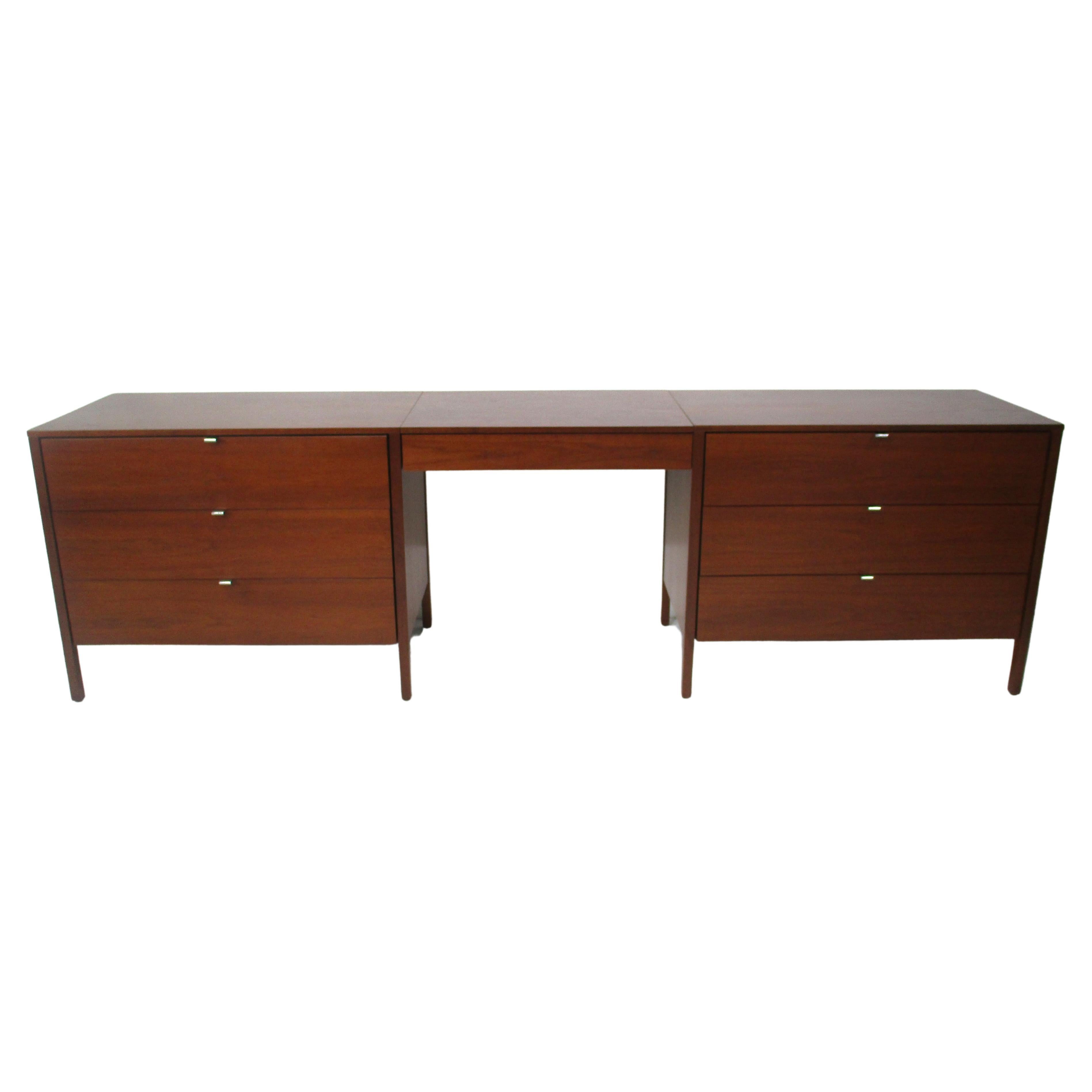 Florence Knoll 3 pc. Suspended Walnut Vanity for Knoll  