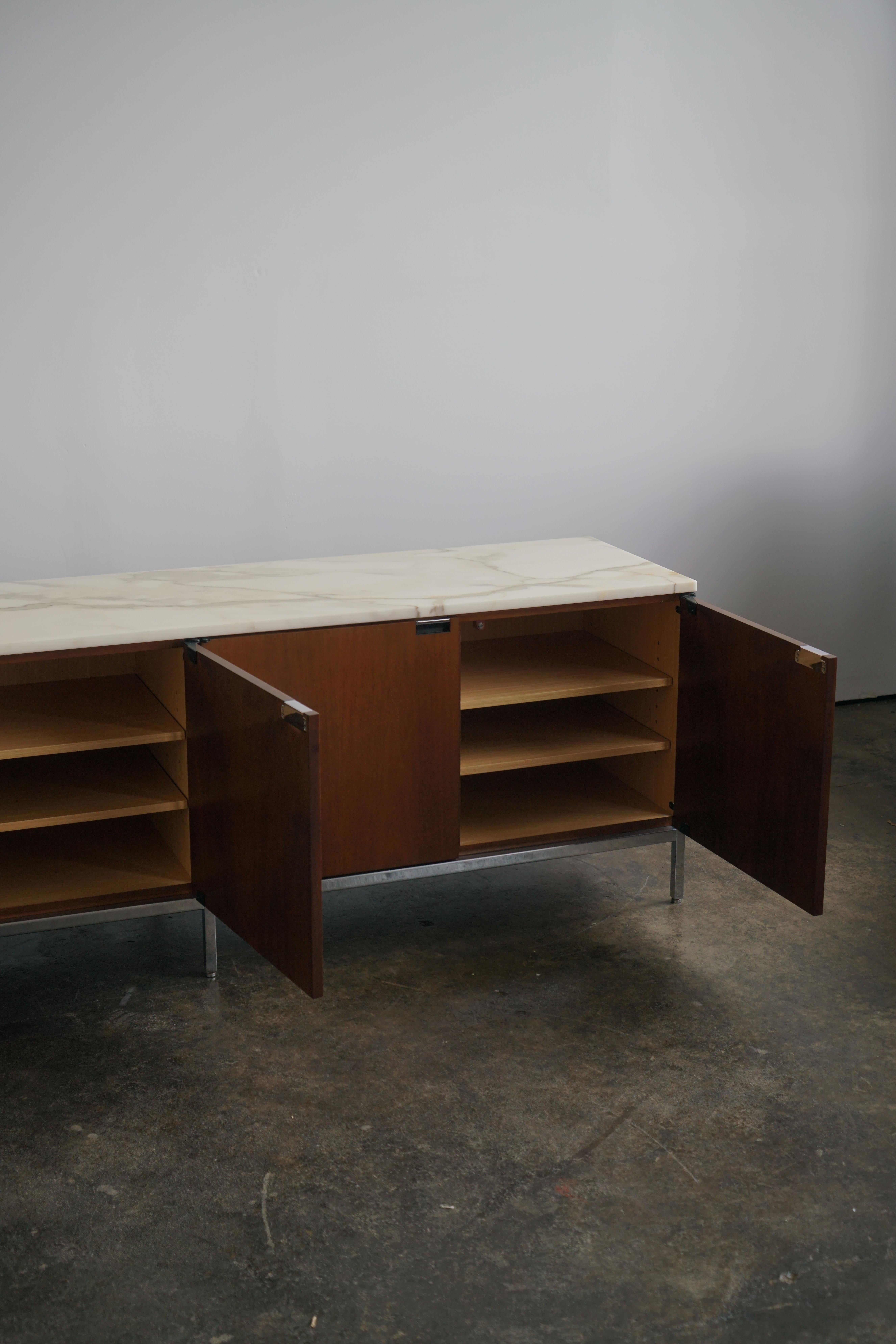 Mid-Century Modern Florence Knoll 4 Position Credenza for Knoll, 1990's with Marble top