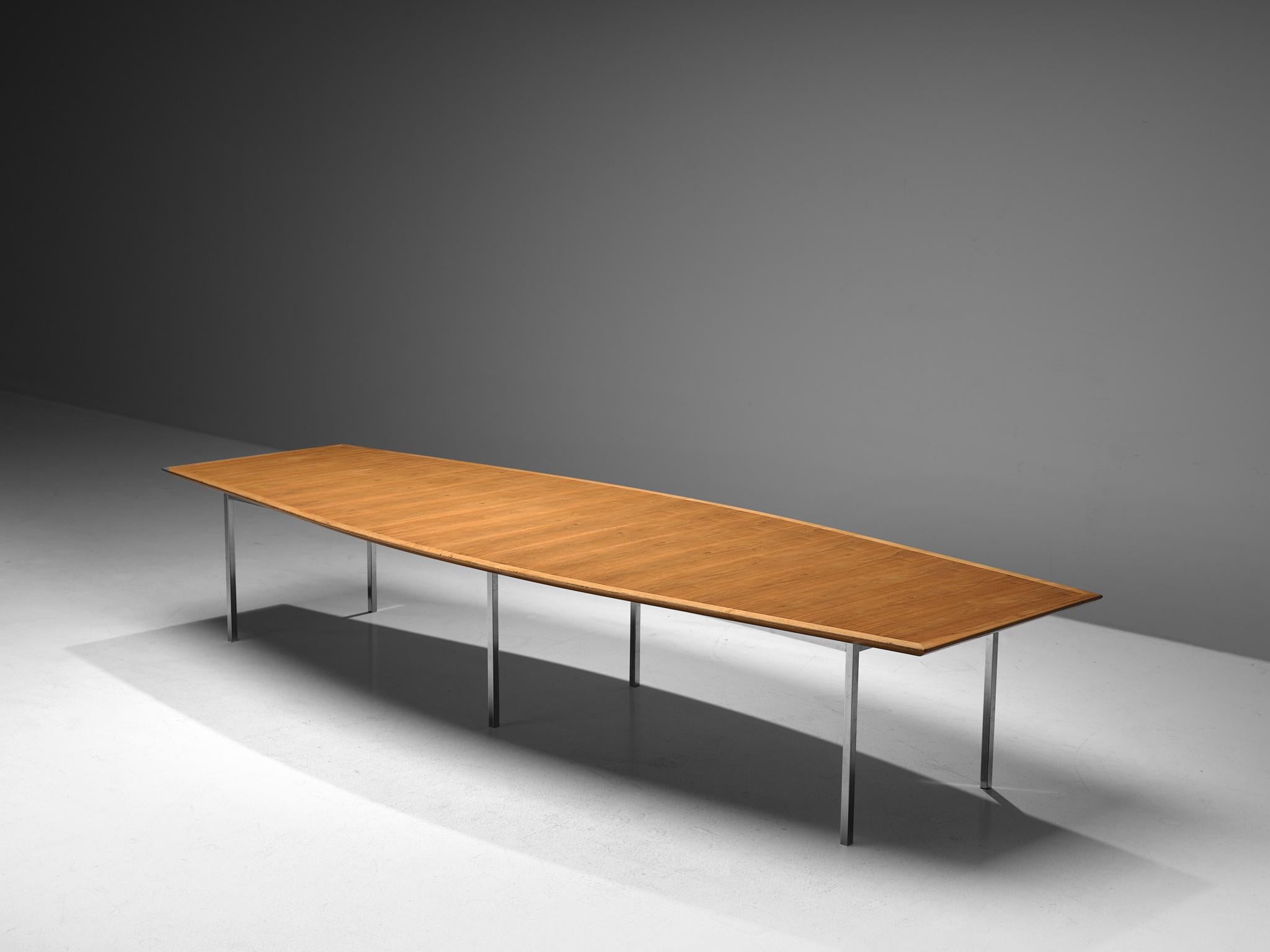 American Florence Knoll Long Table with Boat Shaped Top