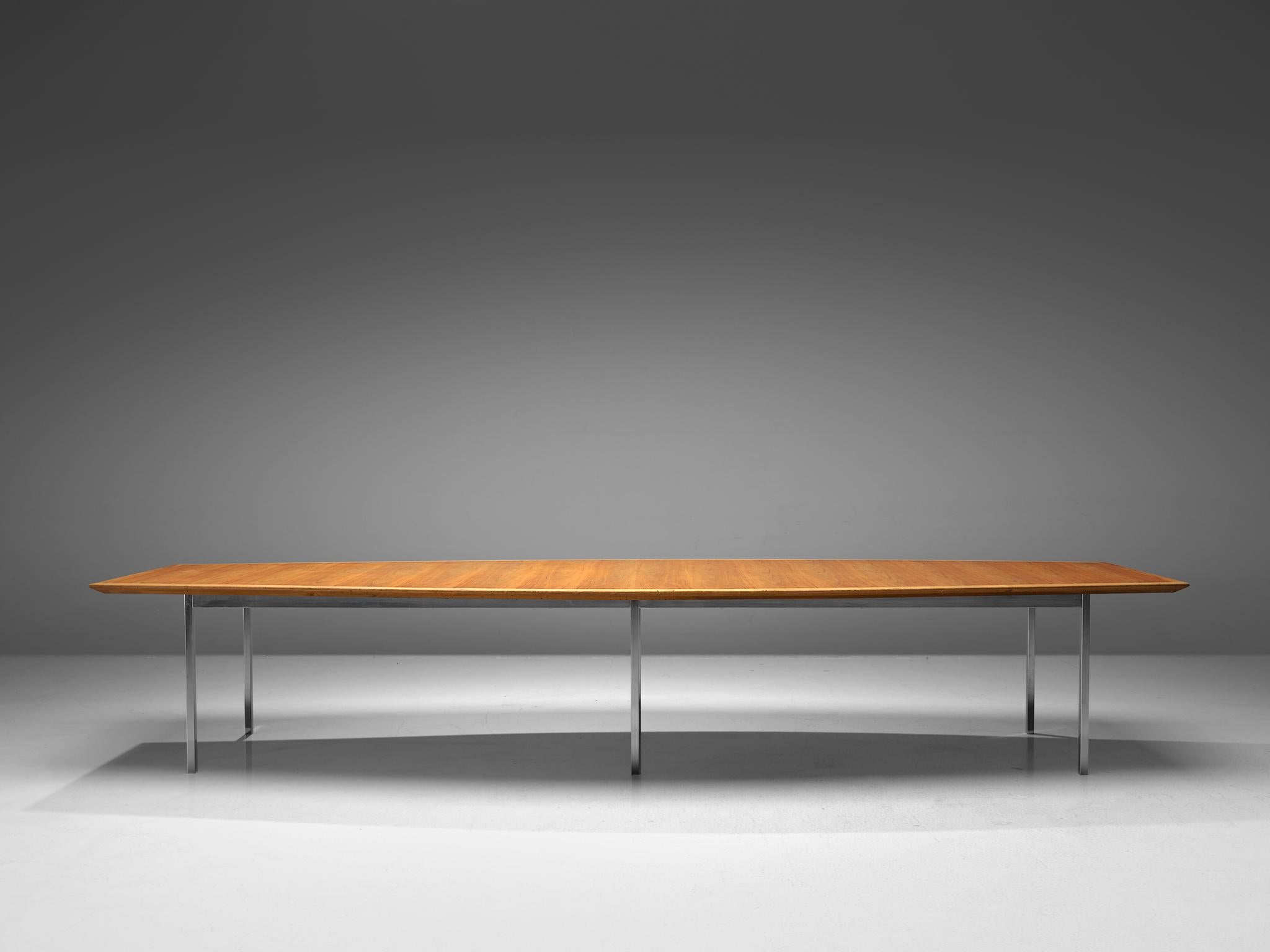 Florence Knoll Long Table with Boat Shaped Top In Good Condition In Waalwijk, NL