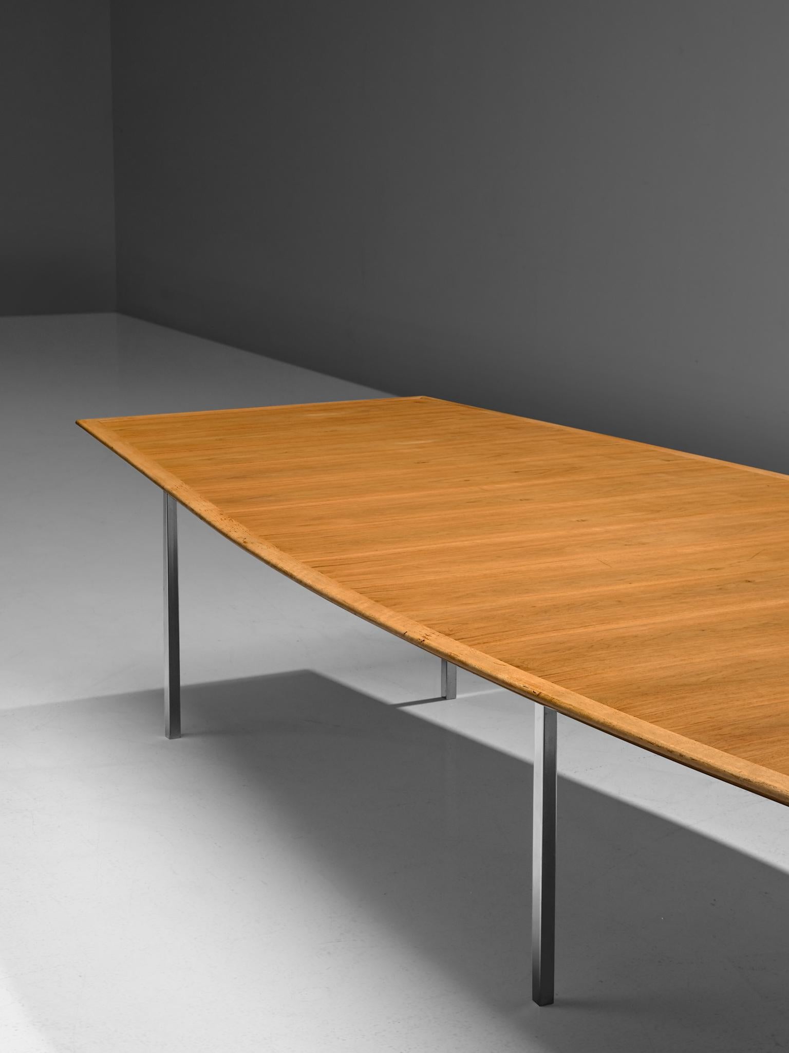 Mid-20th Century Florence Knoll Long Table with Boat Shaped Top