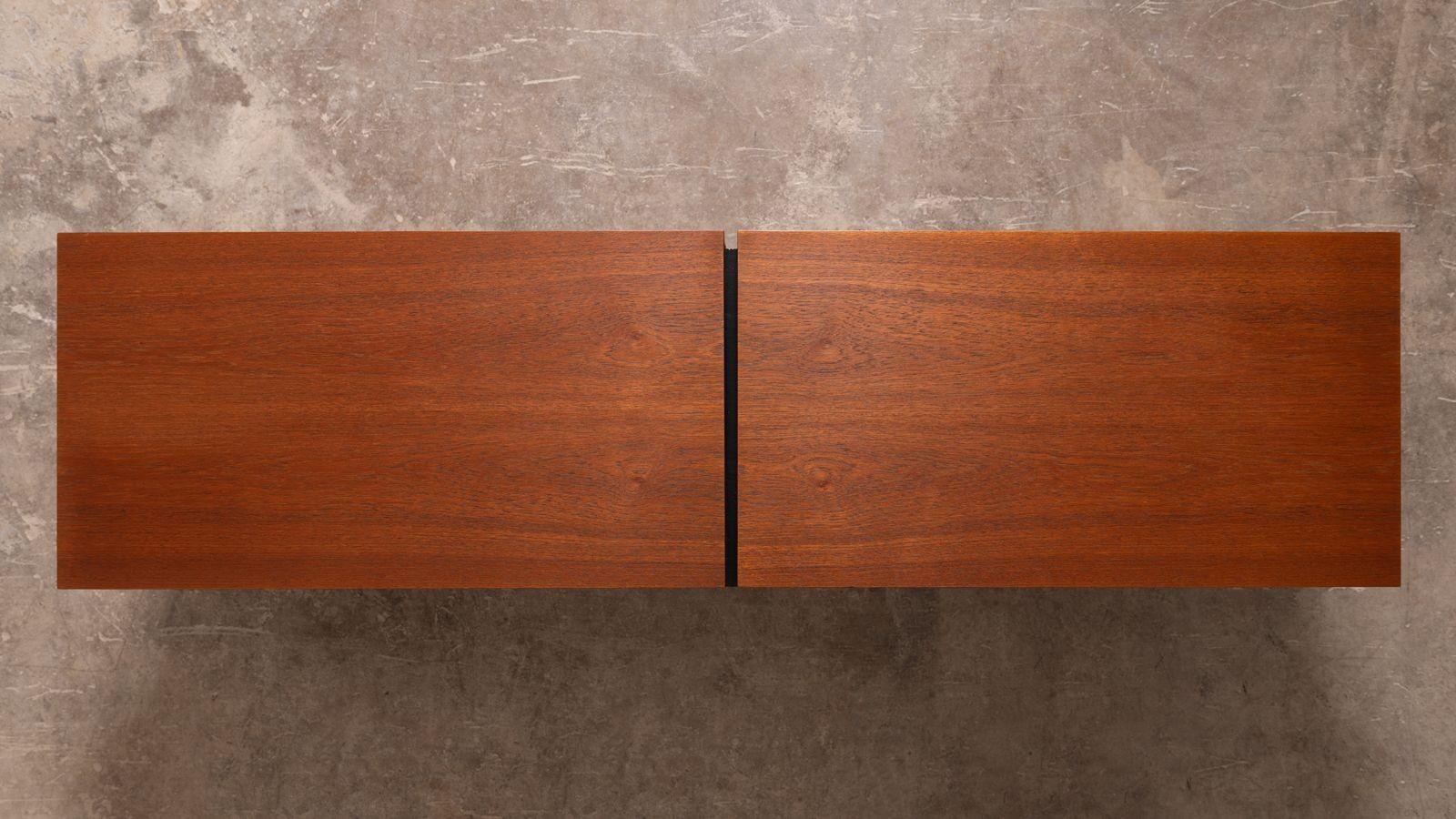 Florence Knoll 6-Schubladen-Doppelkommode aus Teakholz mit Satin- Nickel-Sockel 1960er Jahre im Angebot 1