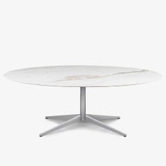 Florence Knoll 78" Oval Dining Table in Calacatta Marble