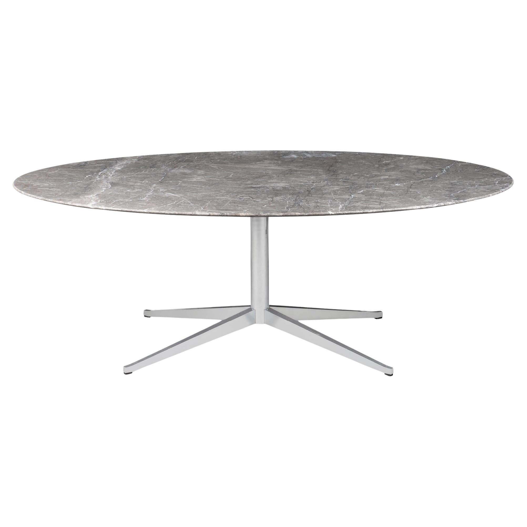 Ovaler Esstisch 78" von Florence Knoll aus grauem Marmor