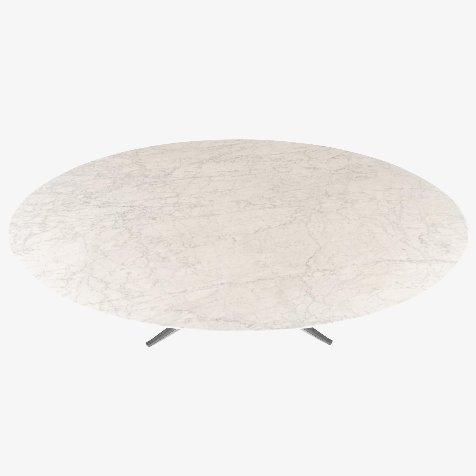 Table de salle à manger ovale Florence Knoll 96 pouces en marbre de Carrare poli en vente 4