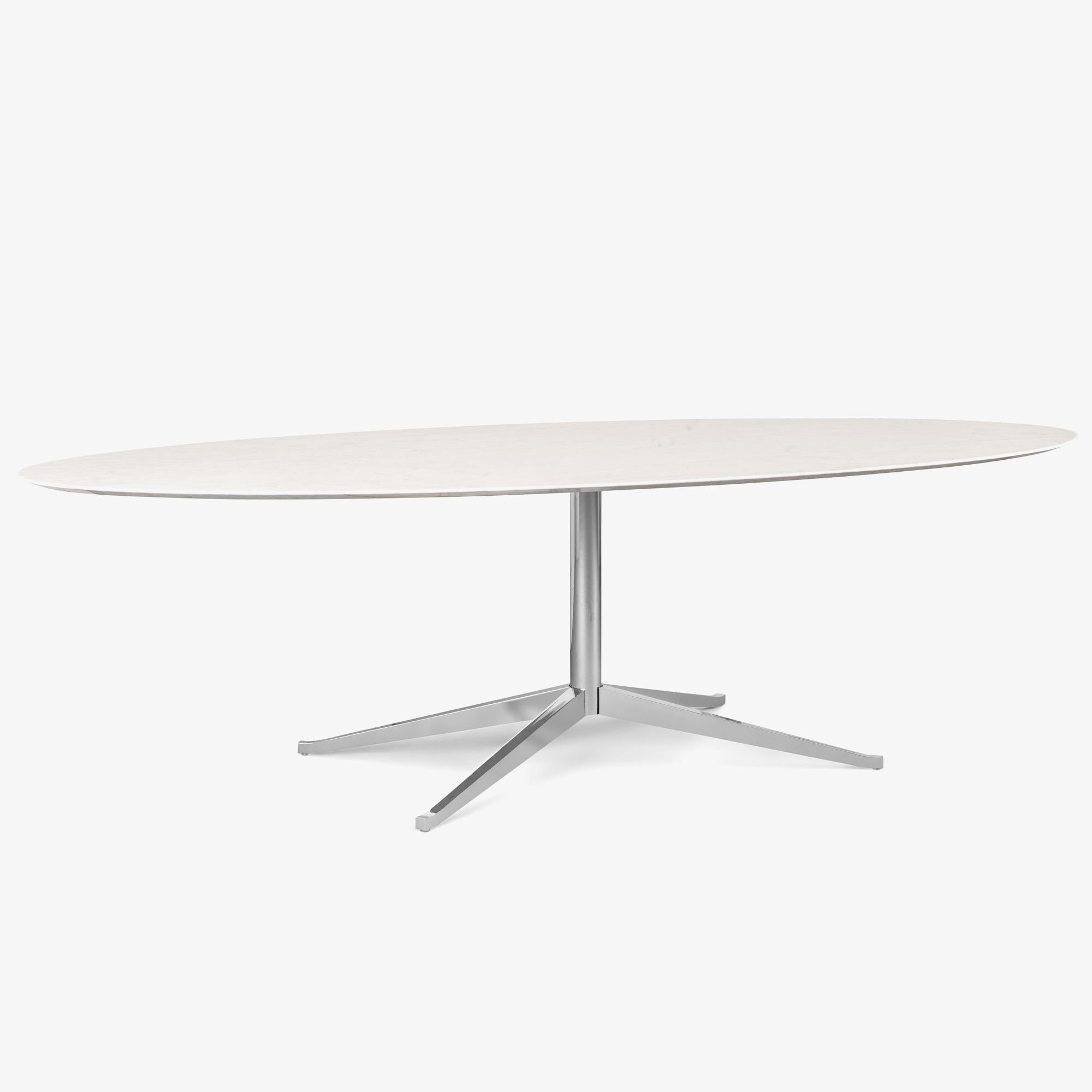 Table de salle à manger ovale Florence Knoll 96 pouces en marbre de Carrare poli en vente 5