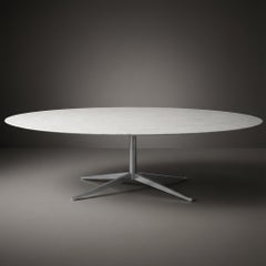 Florence Knoll 96" Oval Dining Table in Polished Carrara Marble