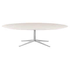 Table de salle à manger ovale Florence Knoll 96 pouces en marbre de Carrare poli