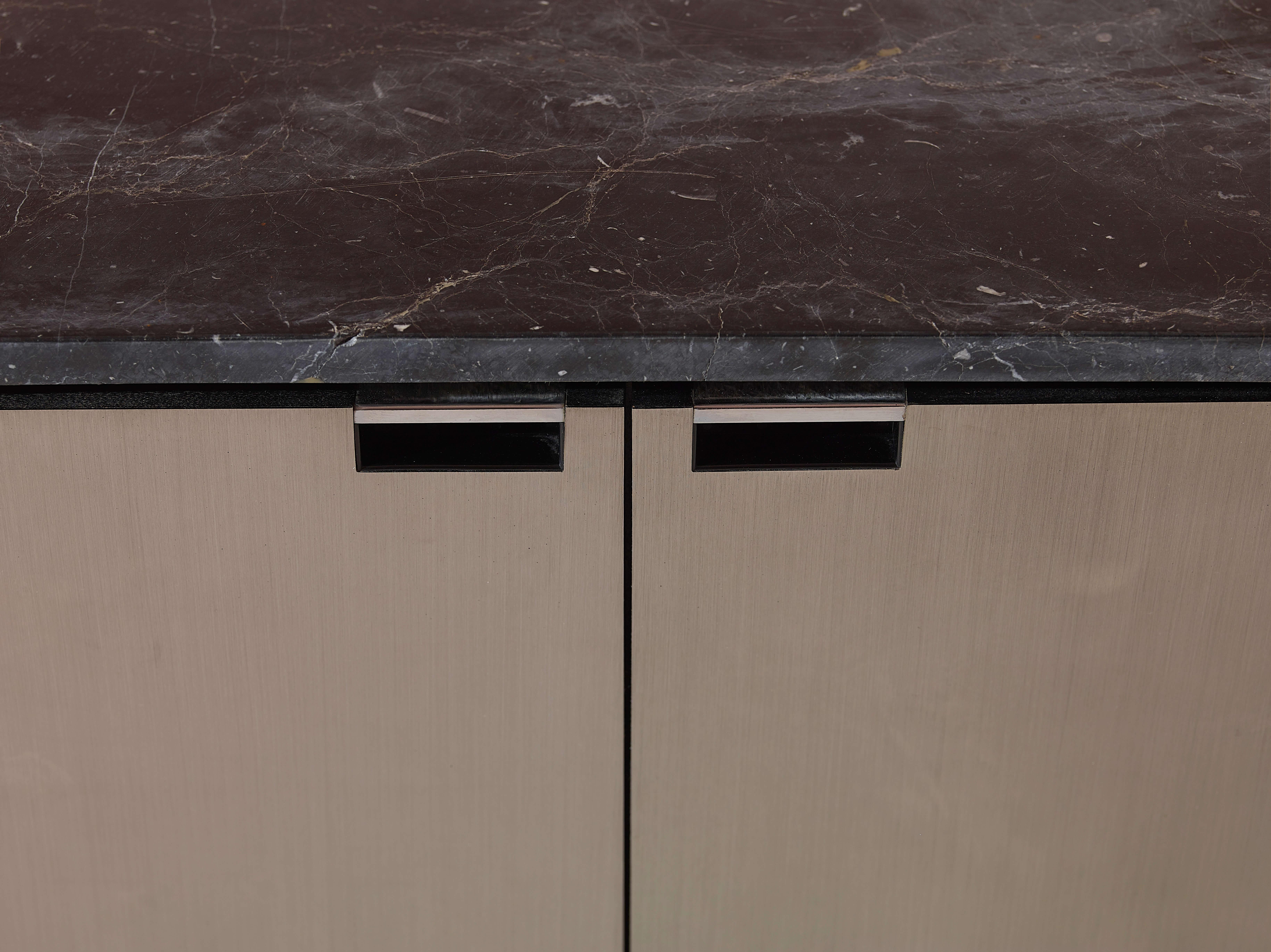 American Florence Knoll aluminium, metal and marble sideboard, Knoll International, 1960s