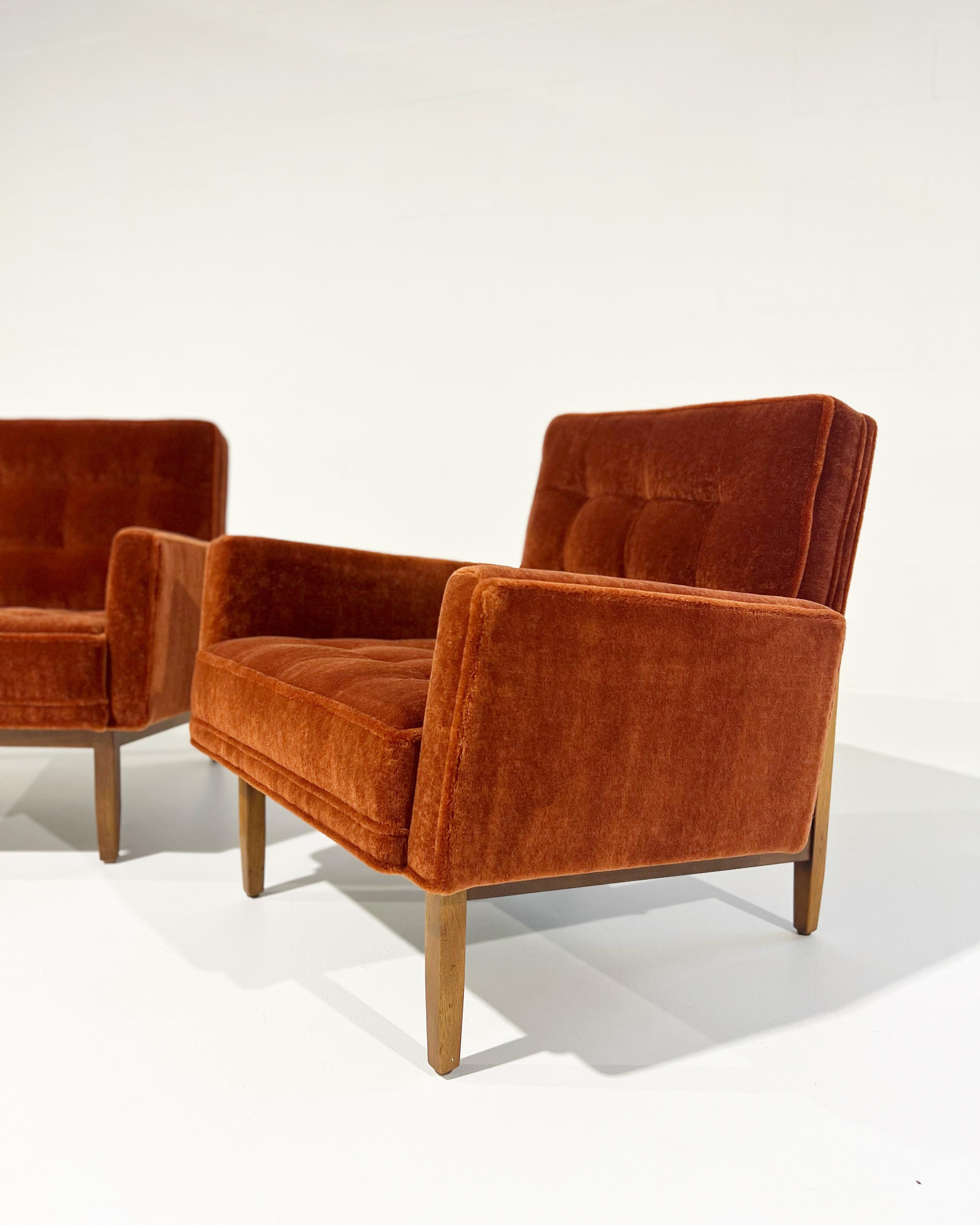 Mid-20th Century Florence Knoll Armchairs in Pierre Frey Teddy Mohair For Sale