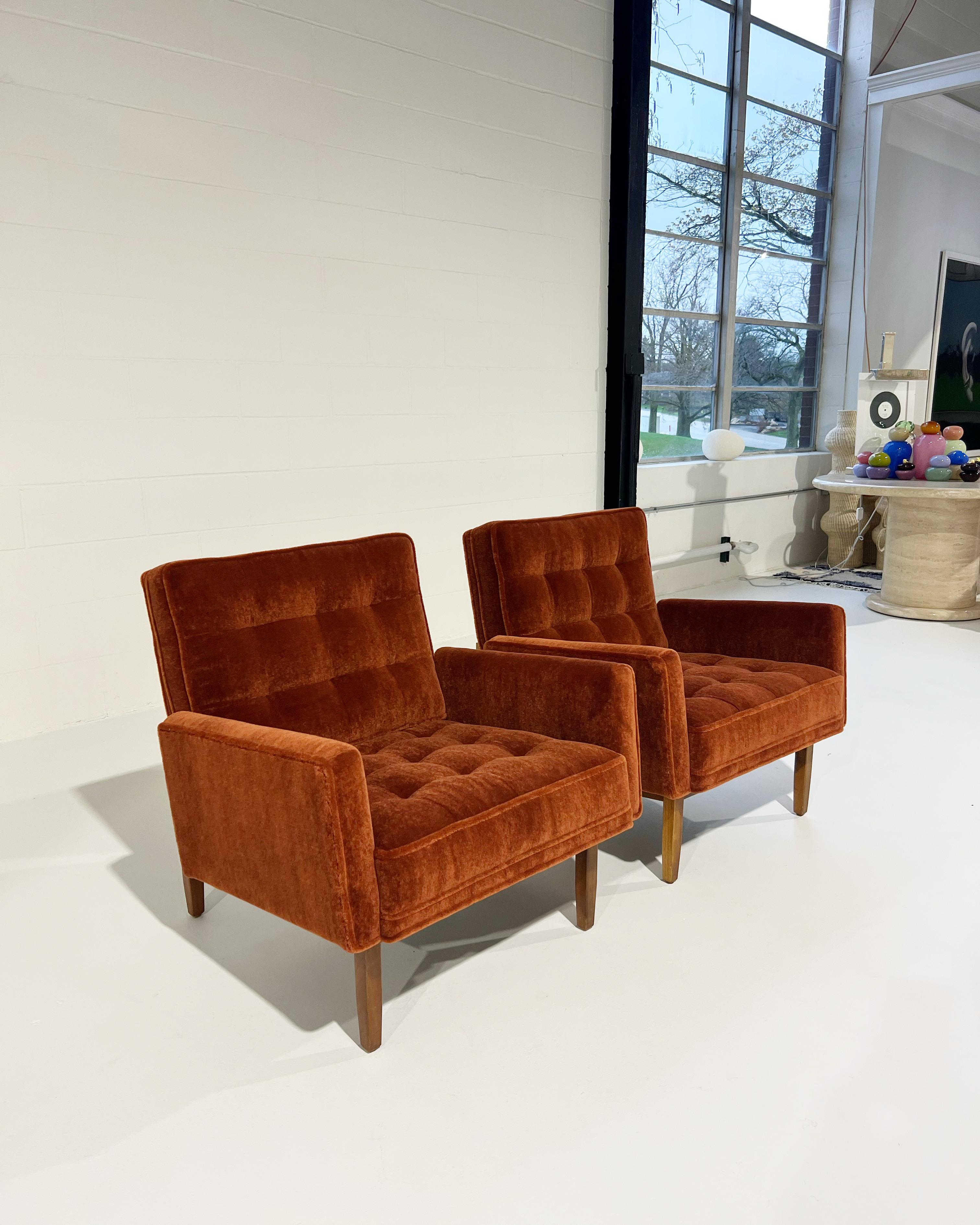 Florence Knoll Armchairs in Pierre Frey Teddy Mohair For Sale 1