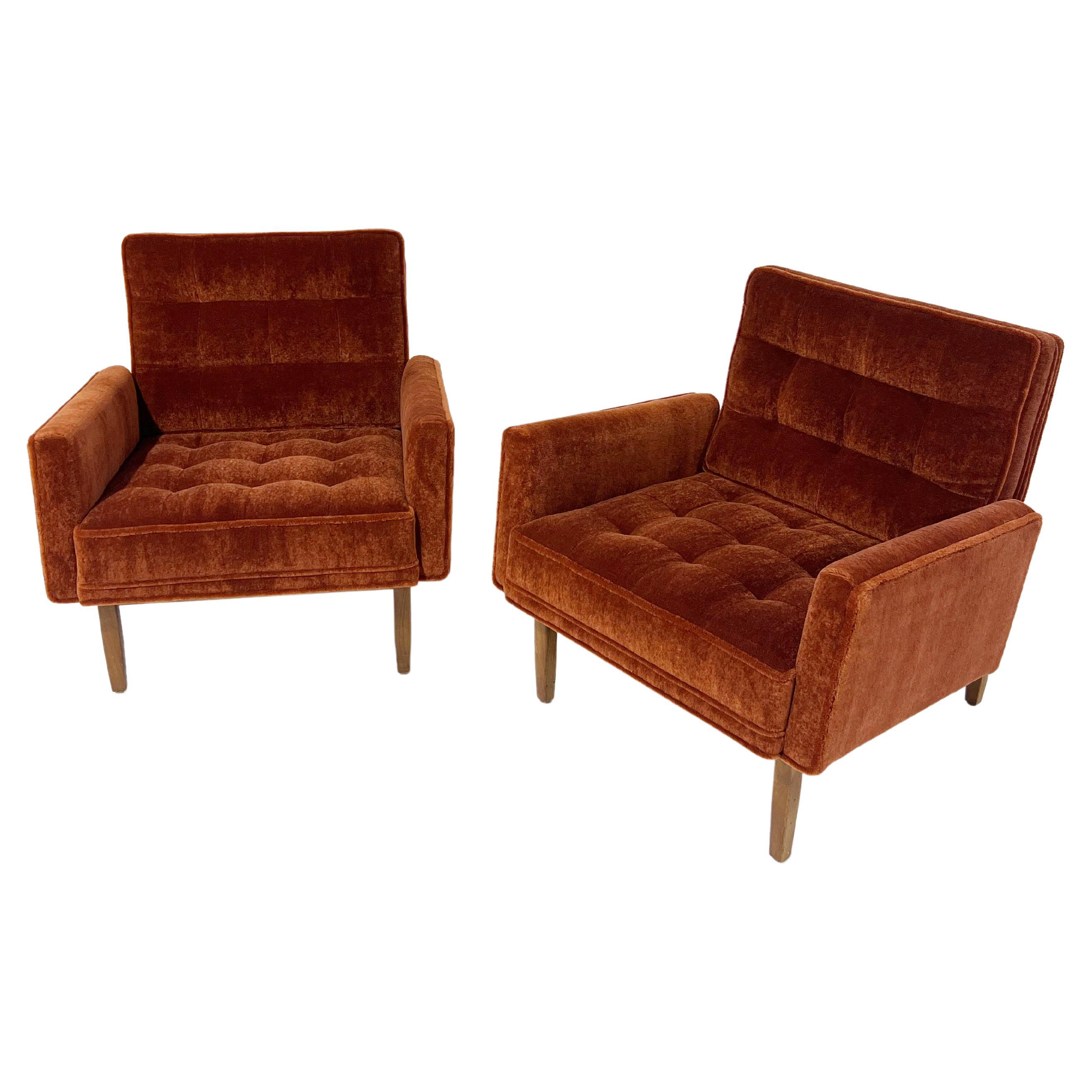 Florence Knoll Armchairs in Pierre Frey Teddy Mohair For Sale