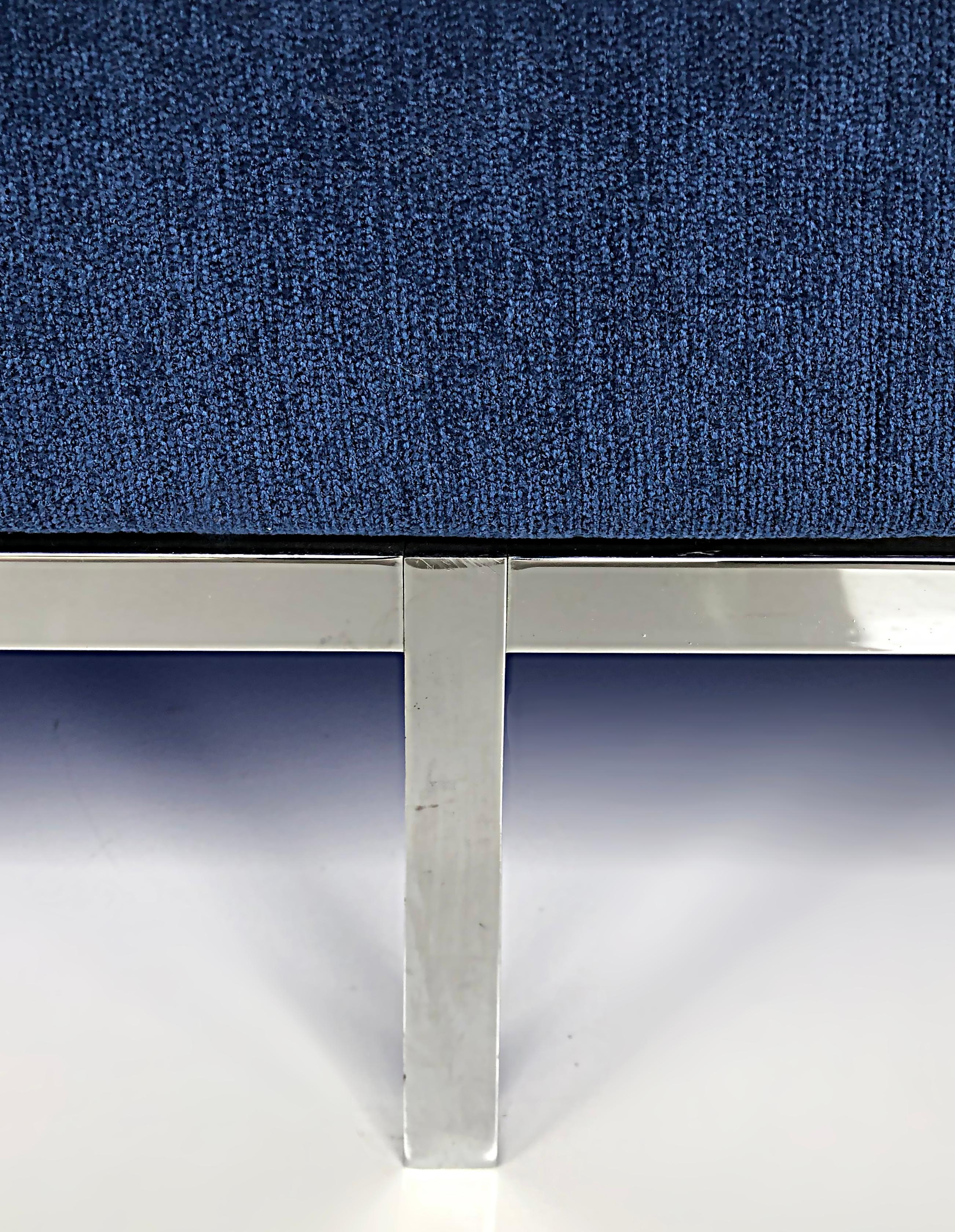 Stainless Steel Florence Knoll Associates Mid-Century Sofa, New Kravet Fabric Upholstery