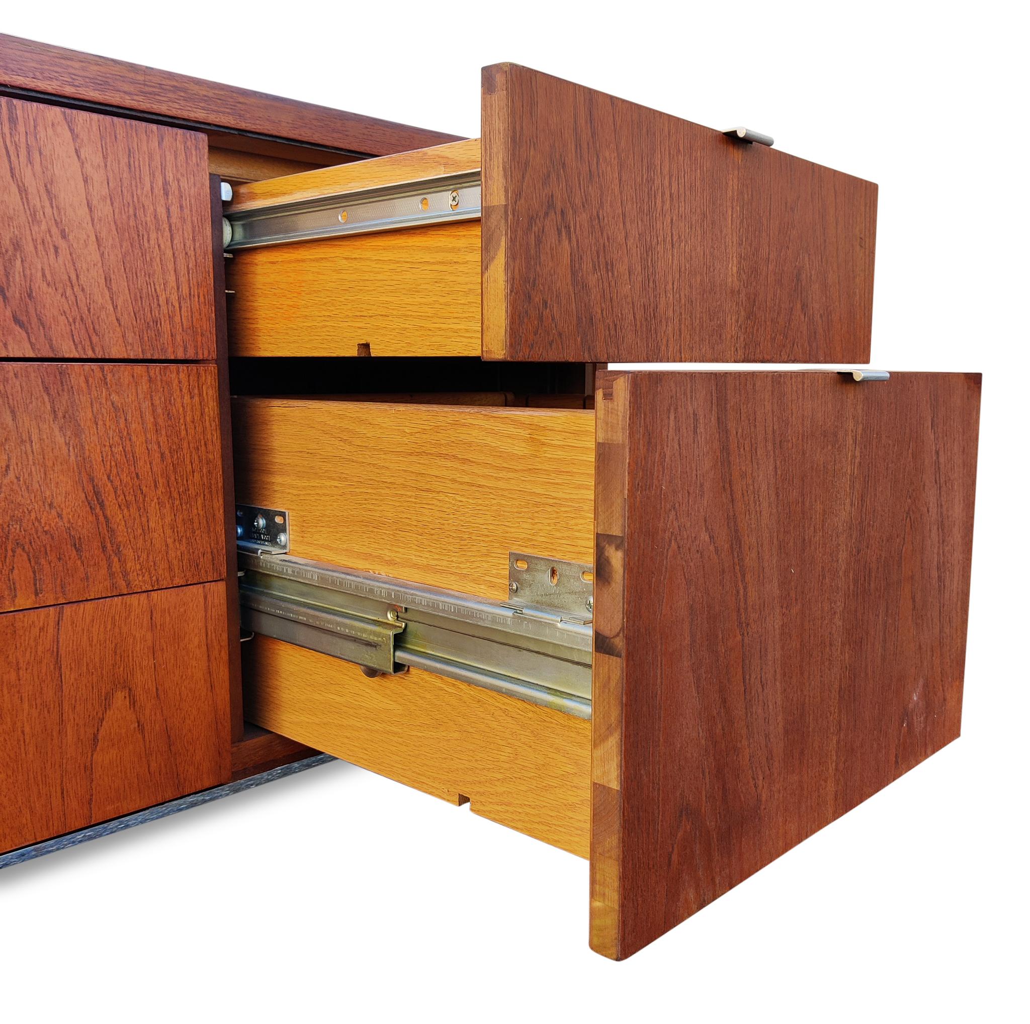 Florence Knoll Attr. Restored Low & Long , Teak & Chrome Credenza Circa 1960s MCM 2
