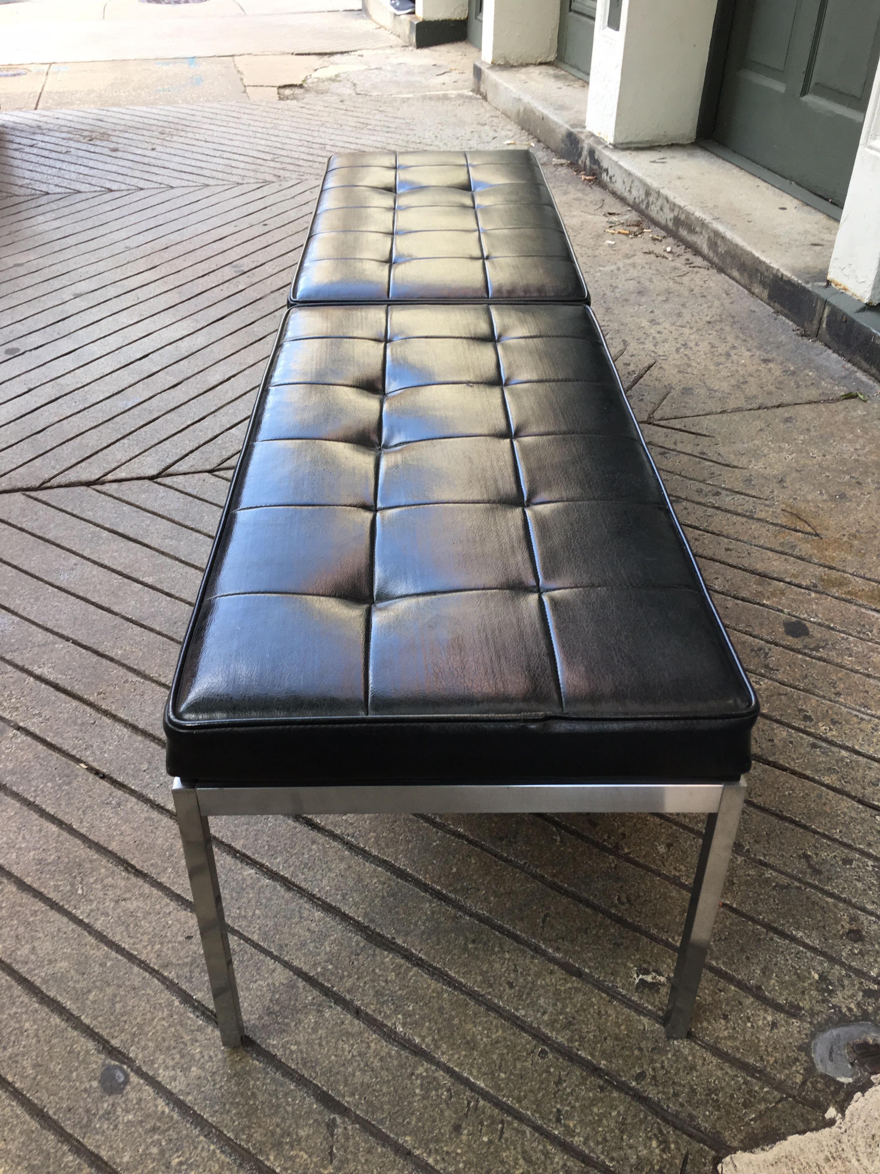 Upholstery Florence Knoll Bench in Black Vinyl