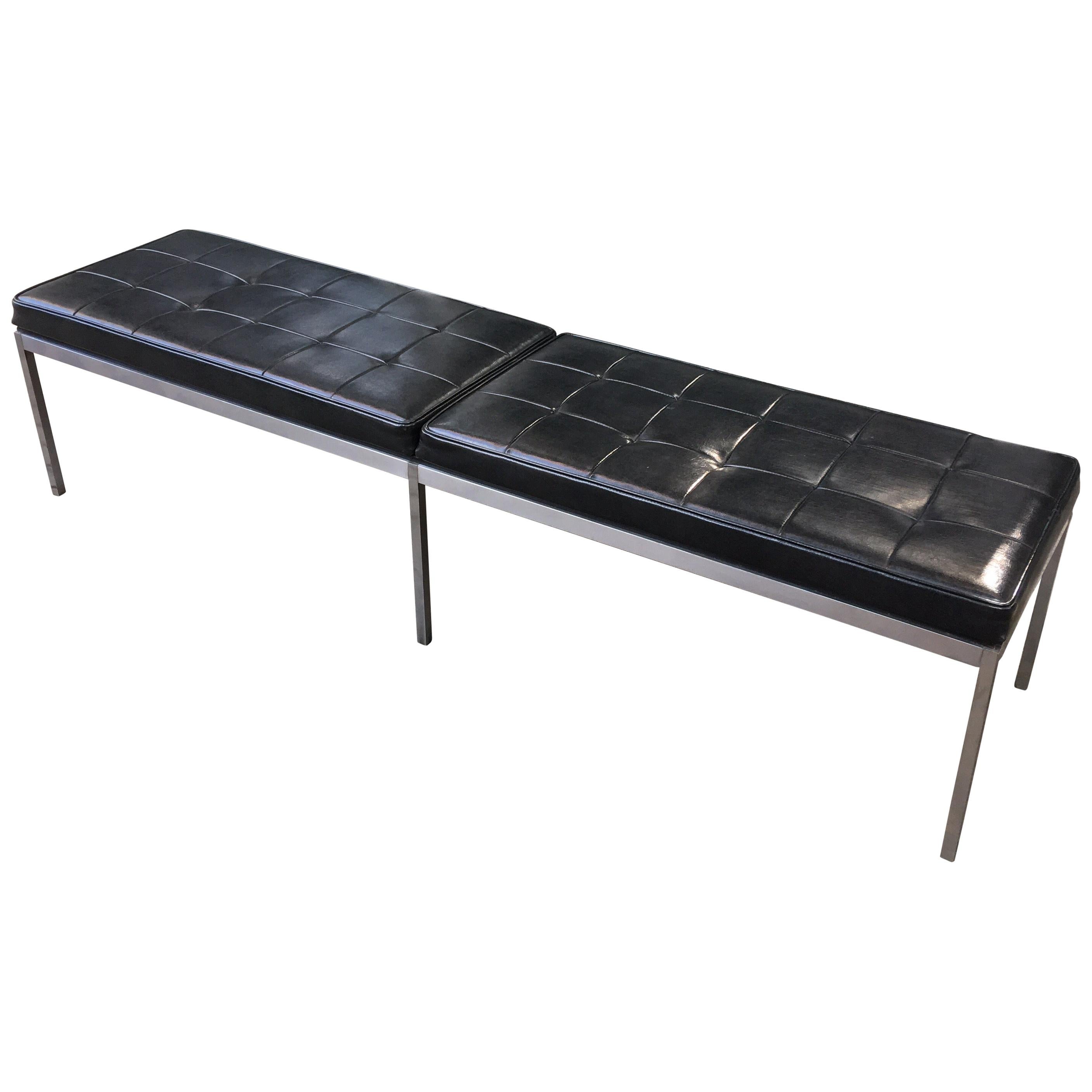 Florence Knoll Bench in Black Vinyl