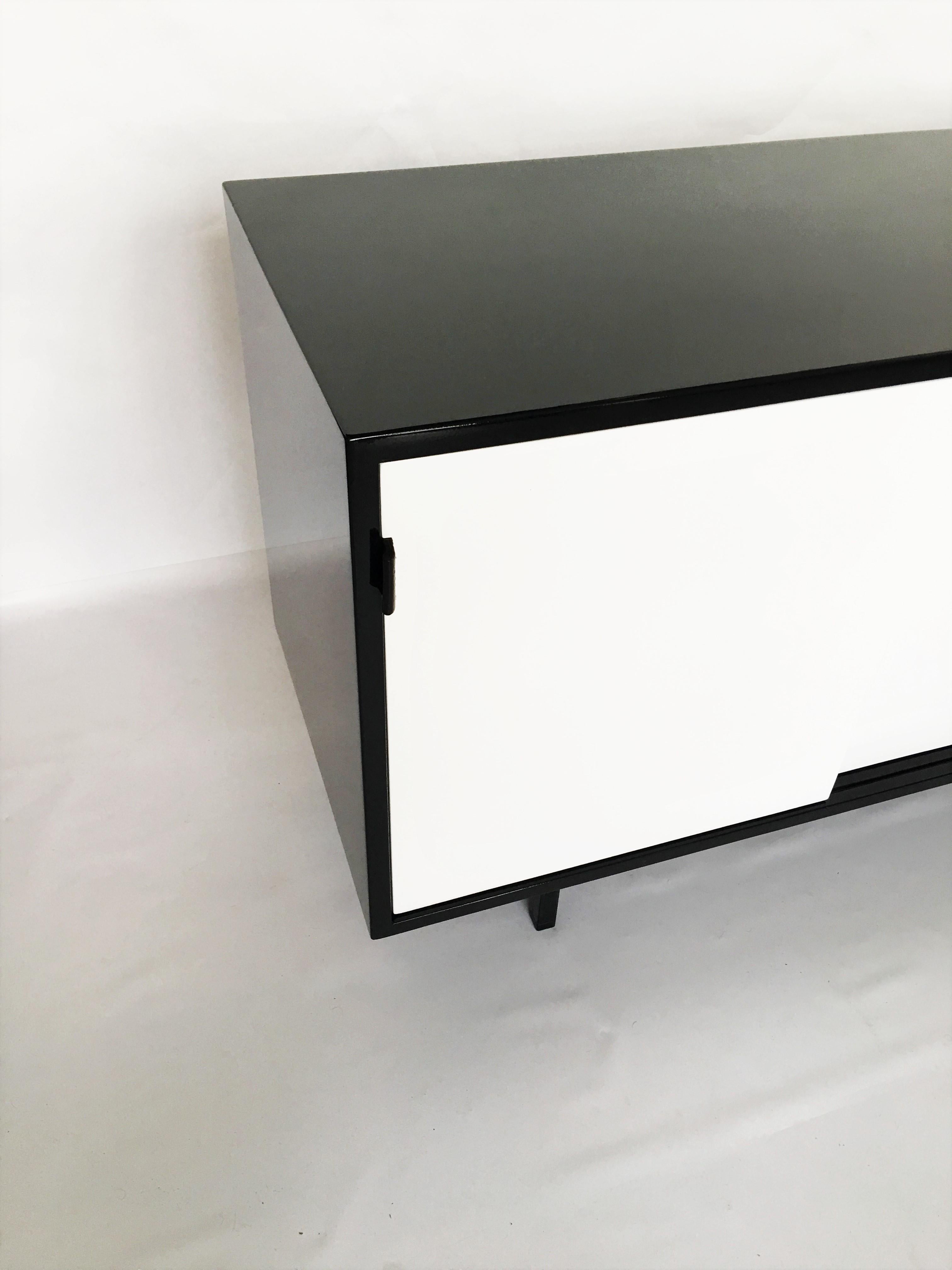 American Florence Knoll Black and White Lacquered Credenza