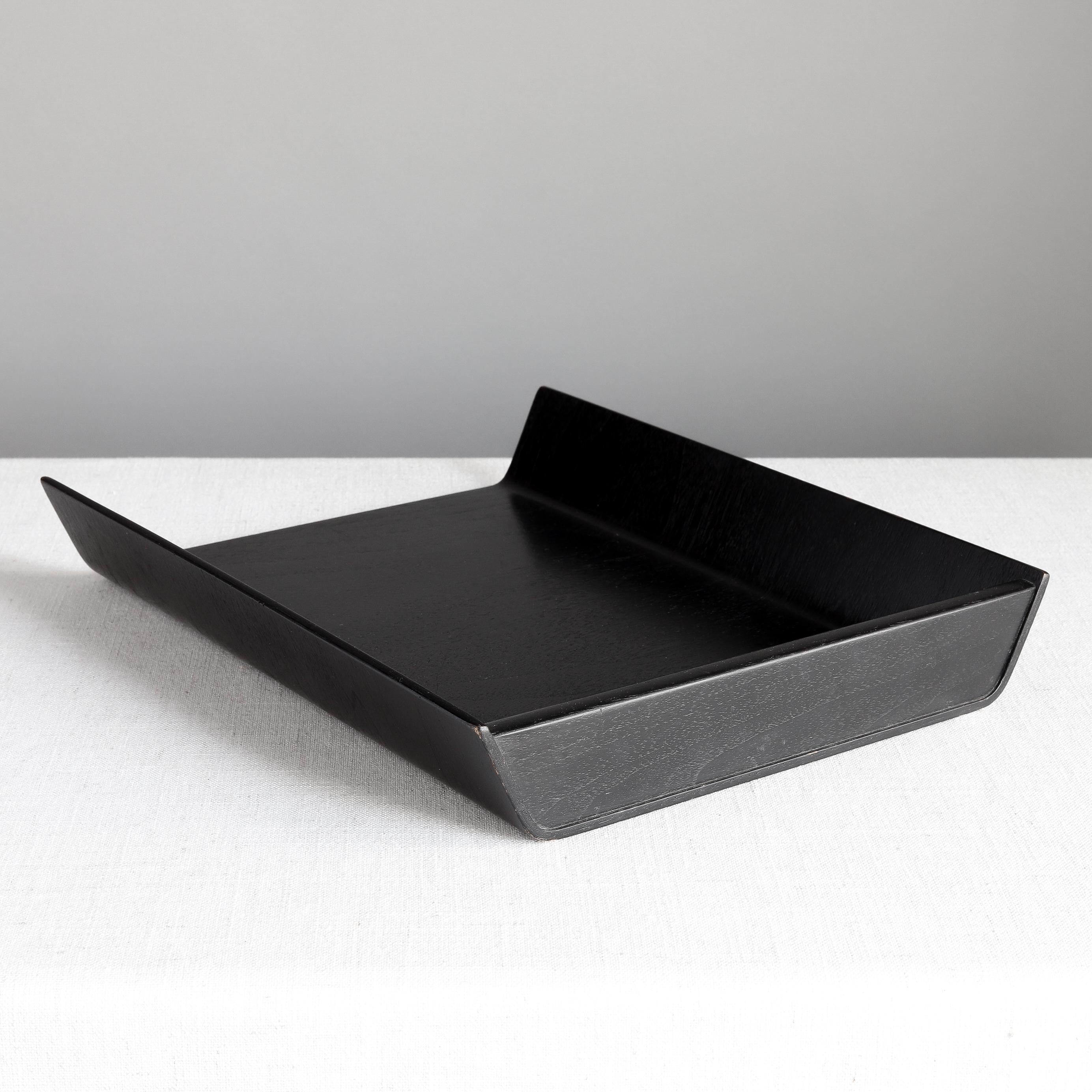 Mid-Century Modern Florence Knoll Black Birch Plywood Letter Tray, Office Desk Accessory