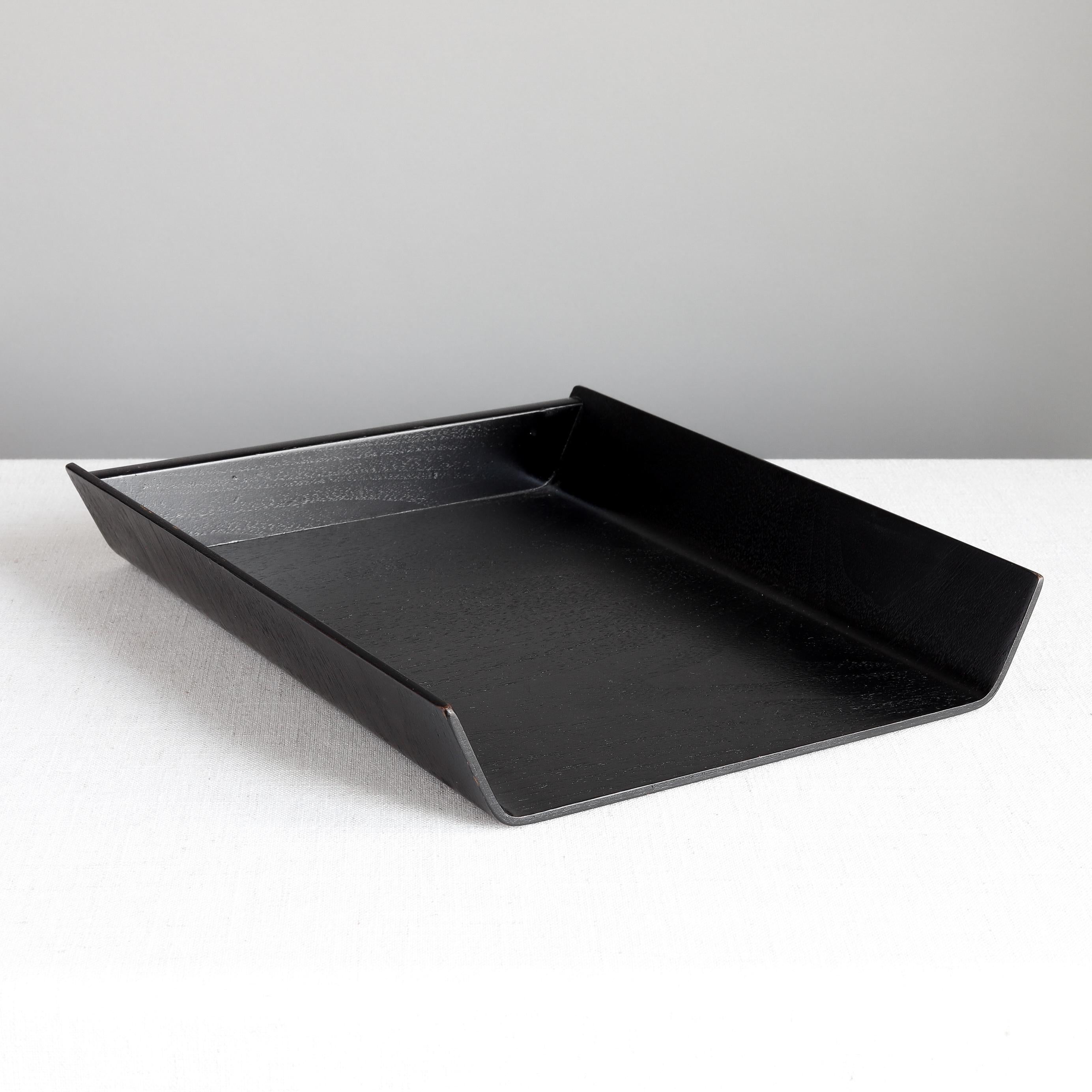 American Florence Knoll Black Birch Plywood Letter Tray, Office Desk Accessory