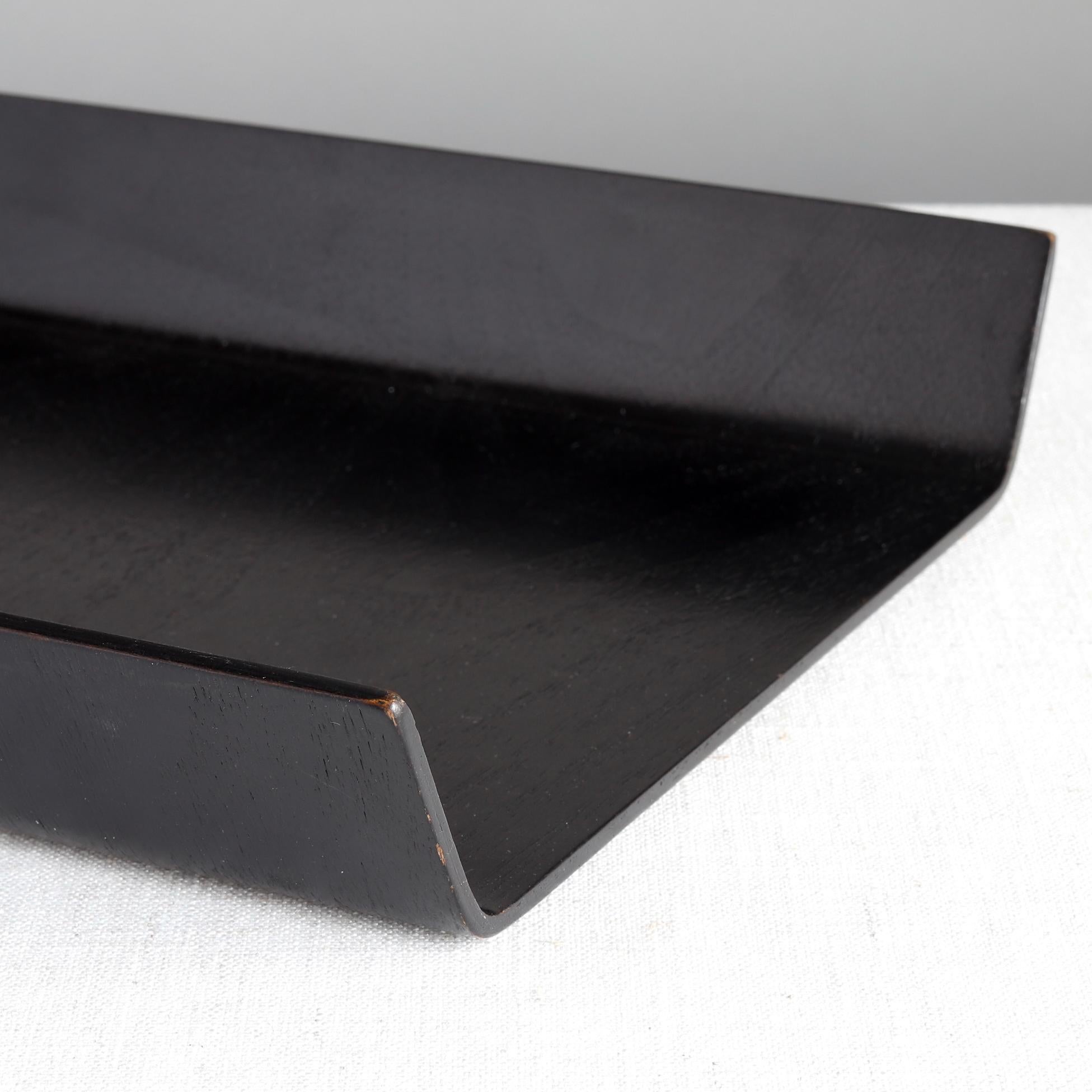 Florence Knoll Black Birch Plywood Letter Tray, Office Desk Accessory In Good Condition In Raleigh, NC