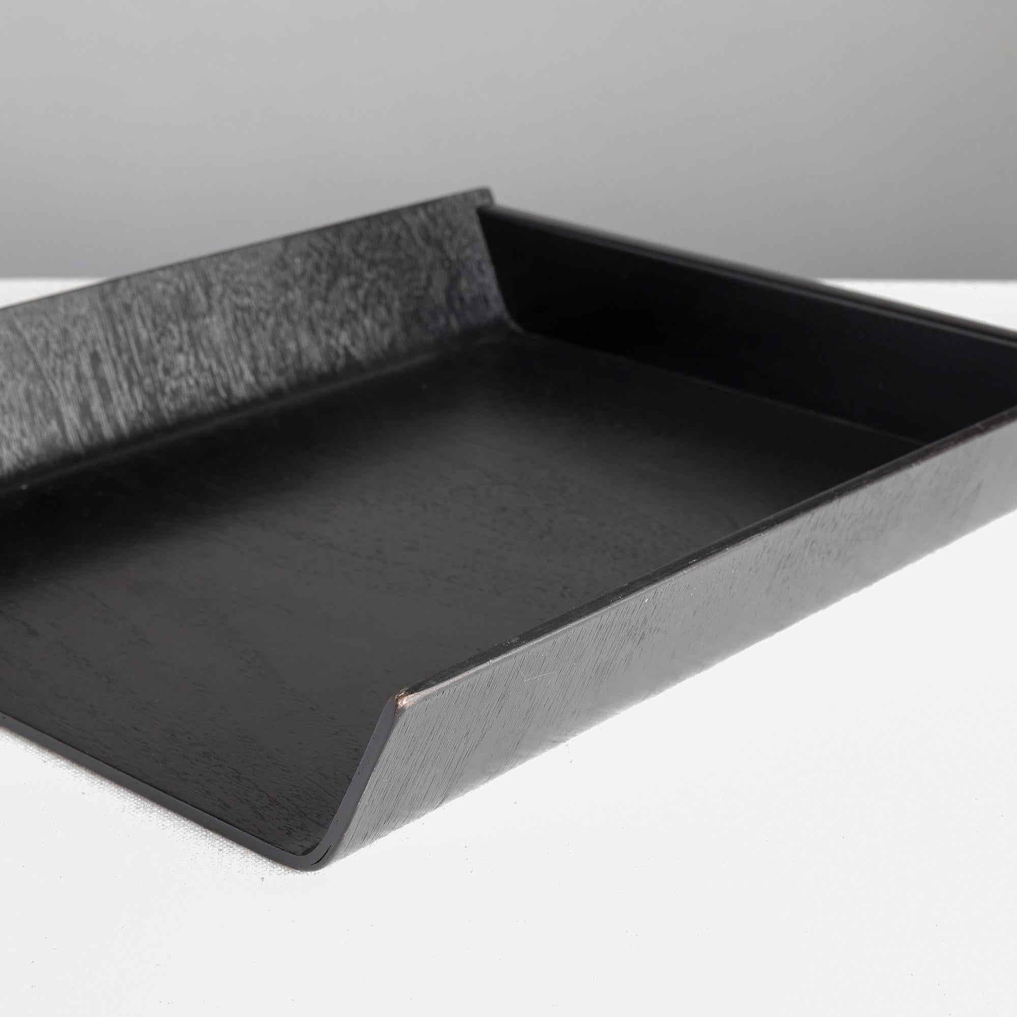 Mid-20th Century Florence Knoll Black Birch Plywood Letter Tray, Office Desk Accessory