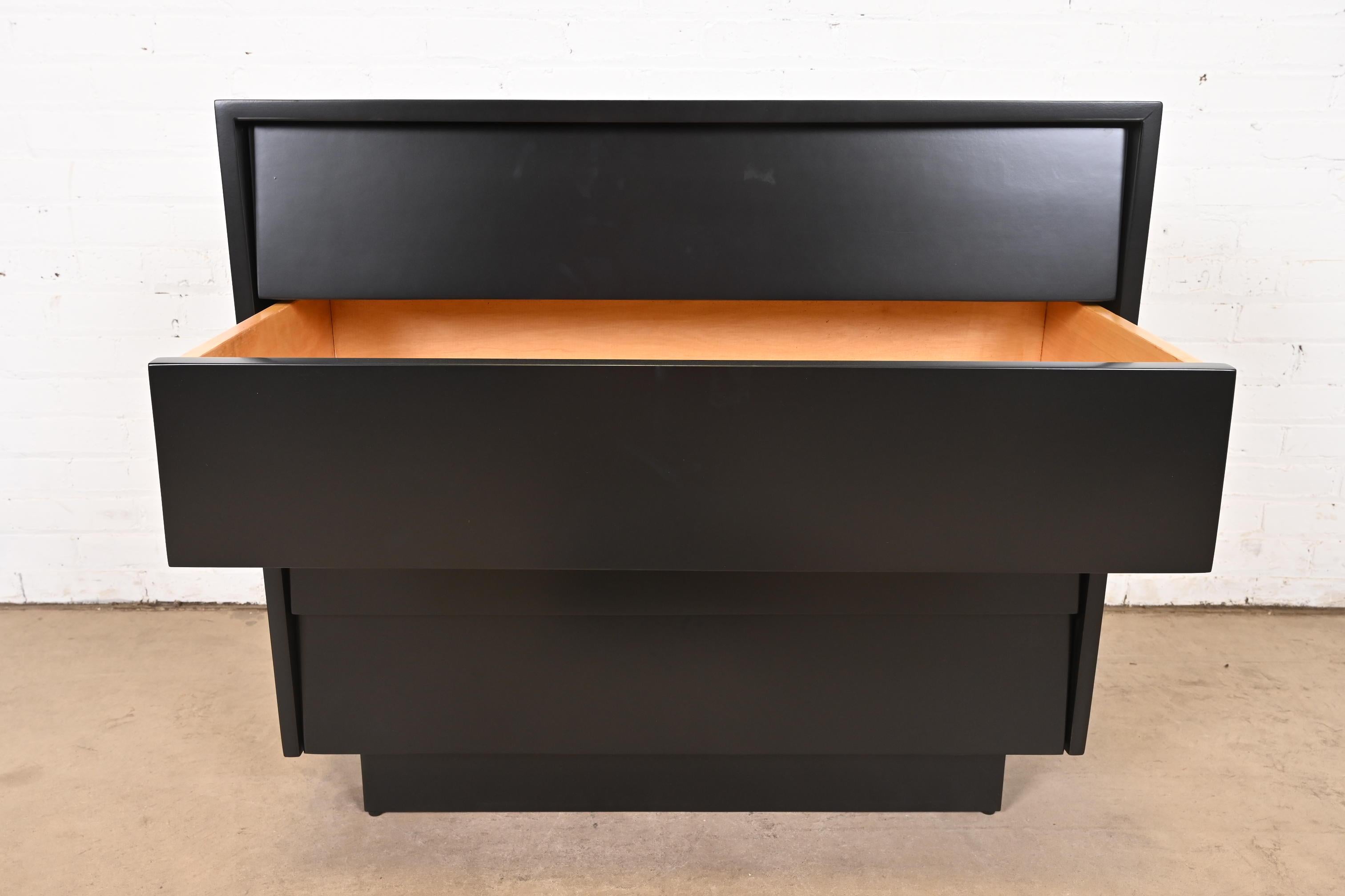 Florence Knoll Black Lacquered Louvered Front Chest of Drawers, Newly Refinished 5