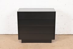 Florence Knoll Black Lacquered Louvered Front Chest of Drawers, Newly Refinished