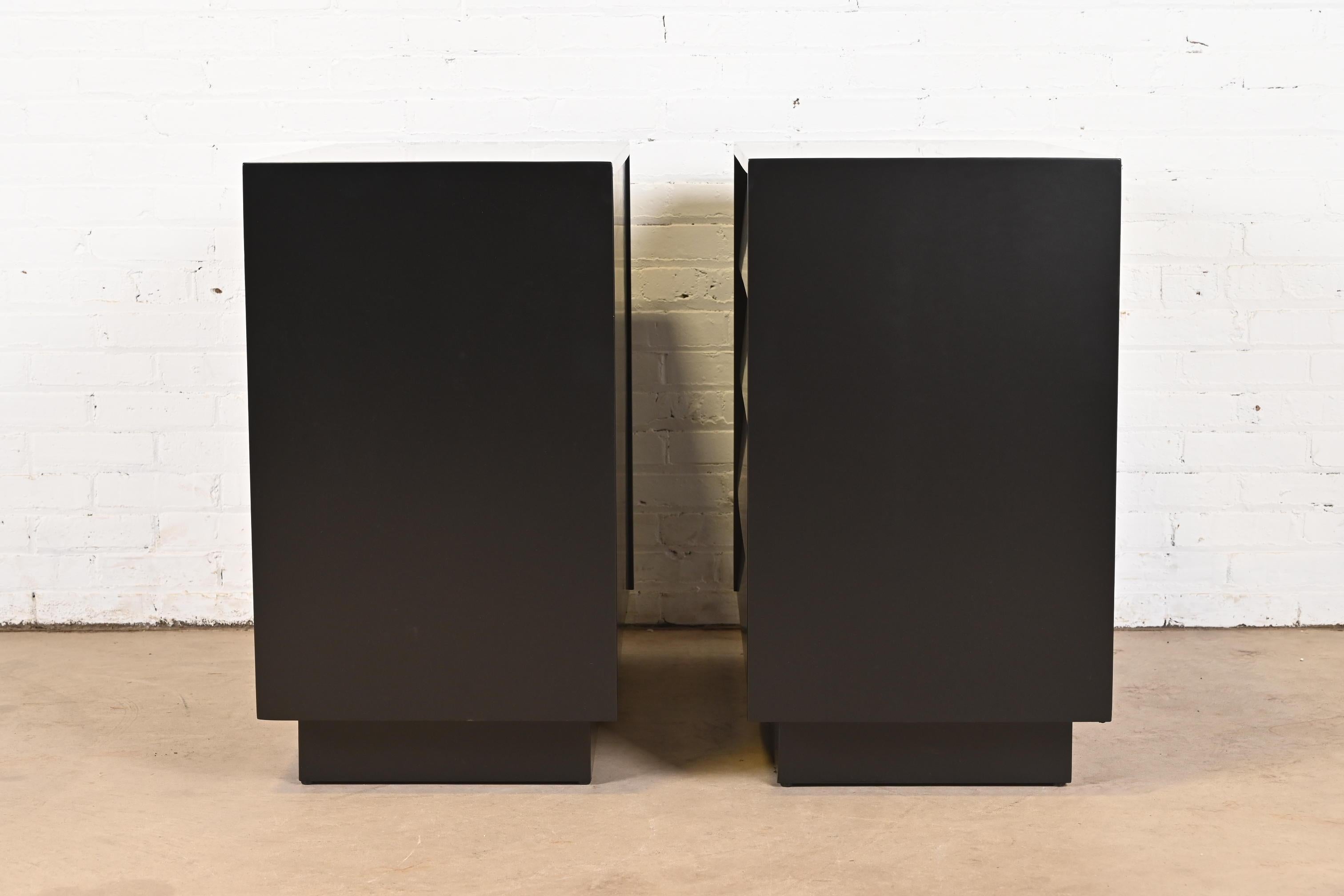 Florence Knoll Black Lacquered Louvered Front Chests of Drawers, Refinished 5