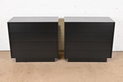 Florence Knoll Black Lacquered Louvered Front Chests of Drawers, Refinished
