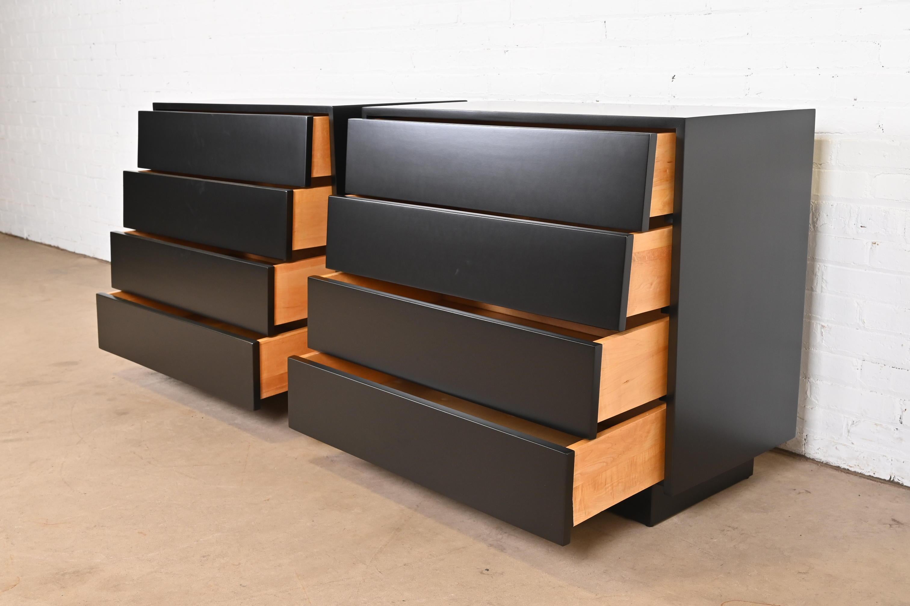 Florence Knoll Black Lacquered Louvered Front Chests of Drawers, Refinished 2
