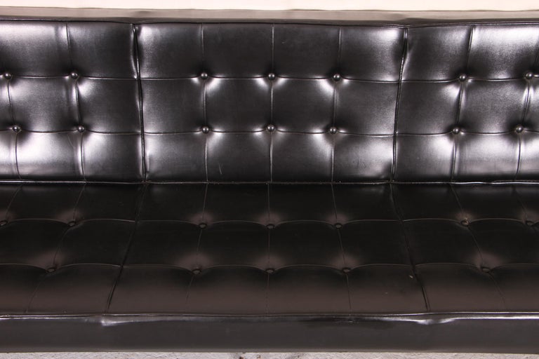 Knoll Style Black Three Cushion Sofa For Sale at 1stdibs