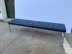 Florence Knoll Blue Leather Bench