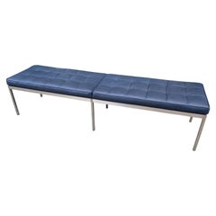 Florence Knoll Blue Leather Bench