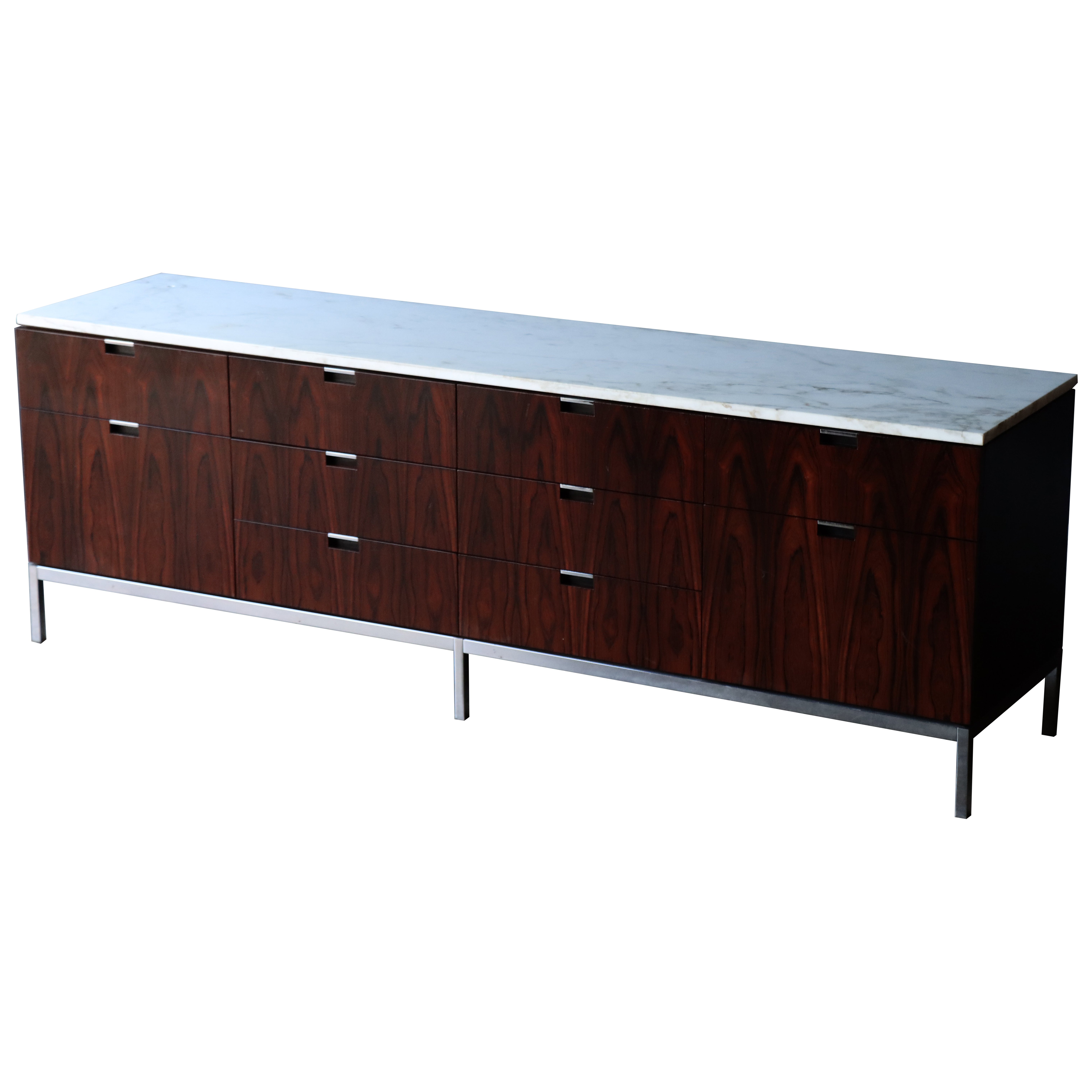 Florence Knoll, Brazilian Rosewood Credenza with Carrara Marble, 1960s