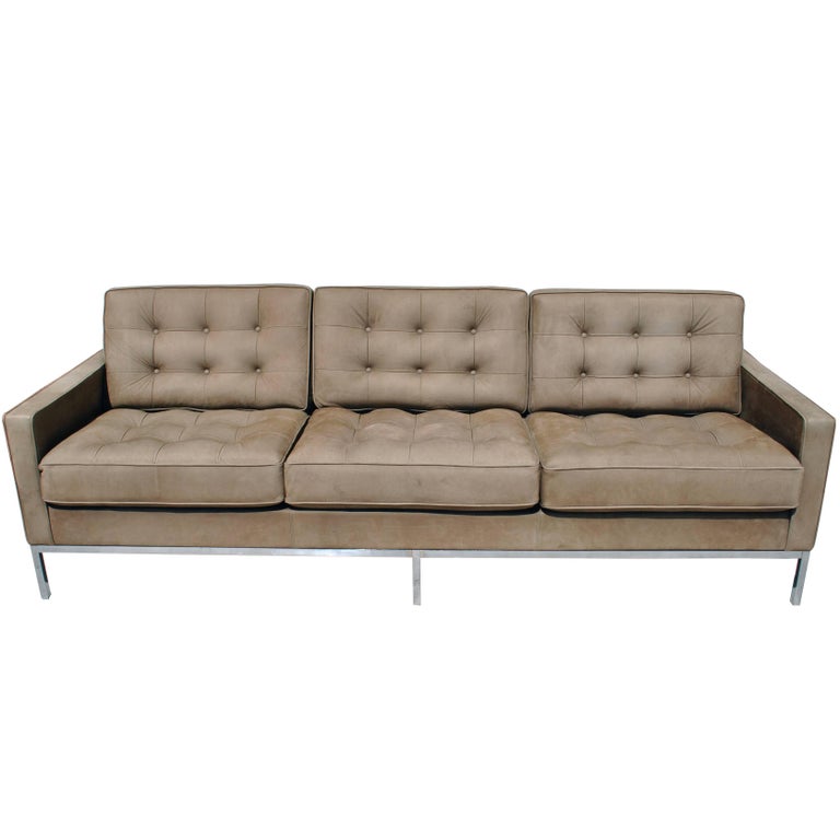 Florence Knoll Brown Leather Sofa For Sale At 1stdibs