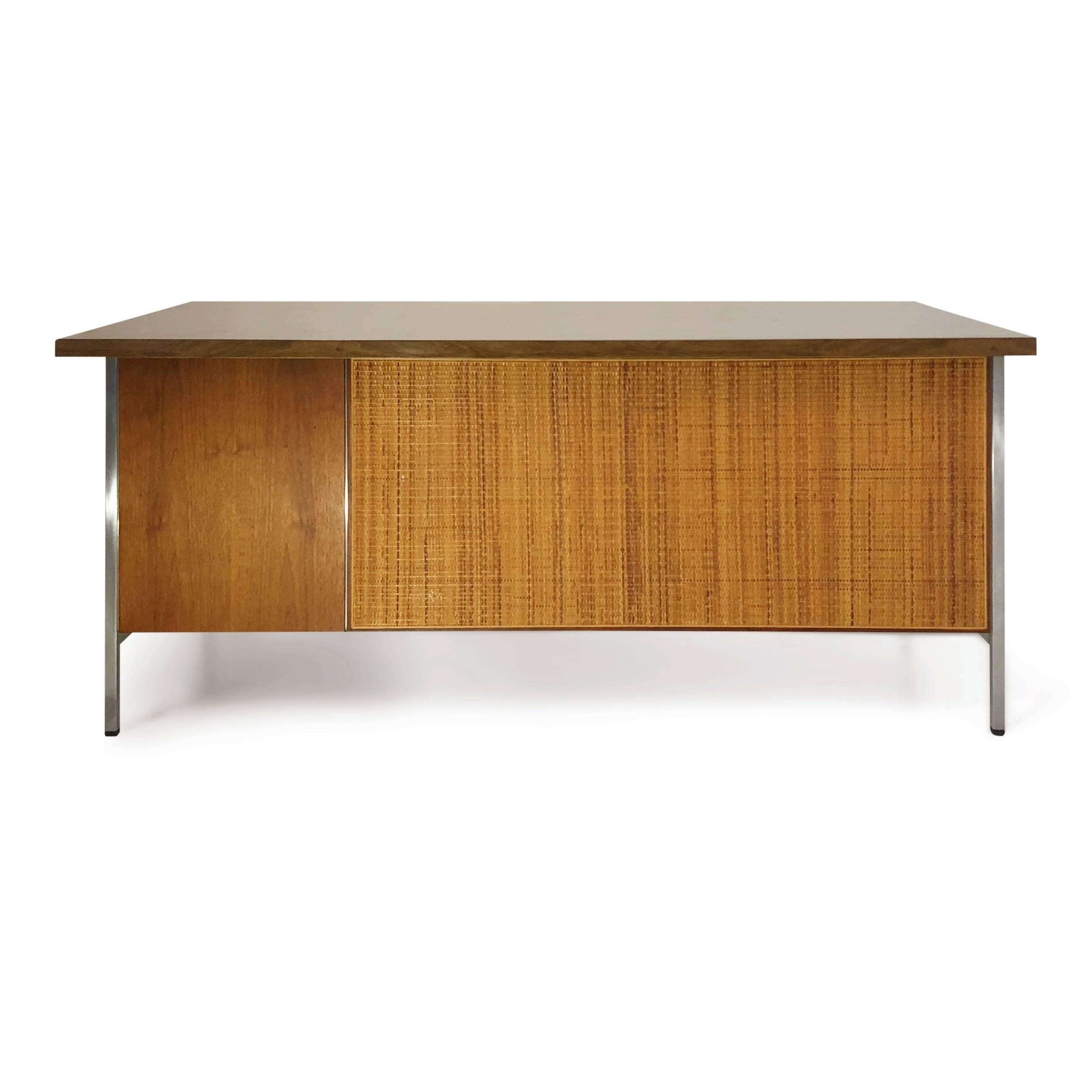 Mid-20th Century Florence Knoll Walnut and Cane Executive Desk, circa 1960