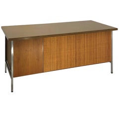 Florence Knoll Walnut and Cane Executive Desk, circa 1960