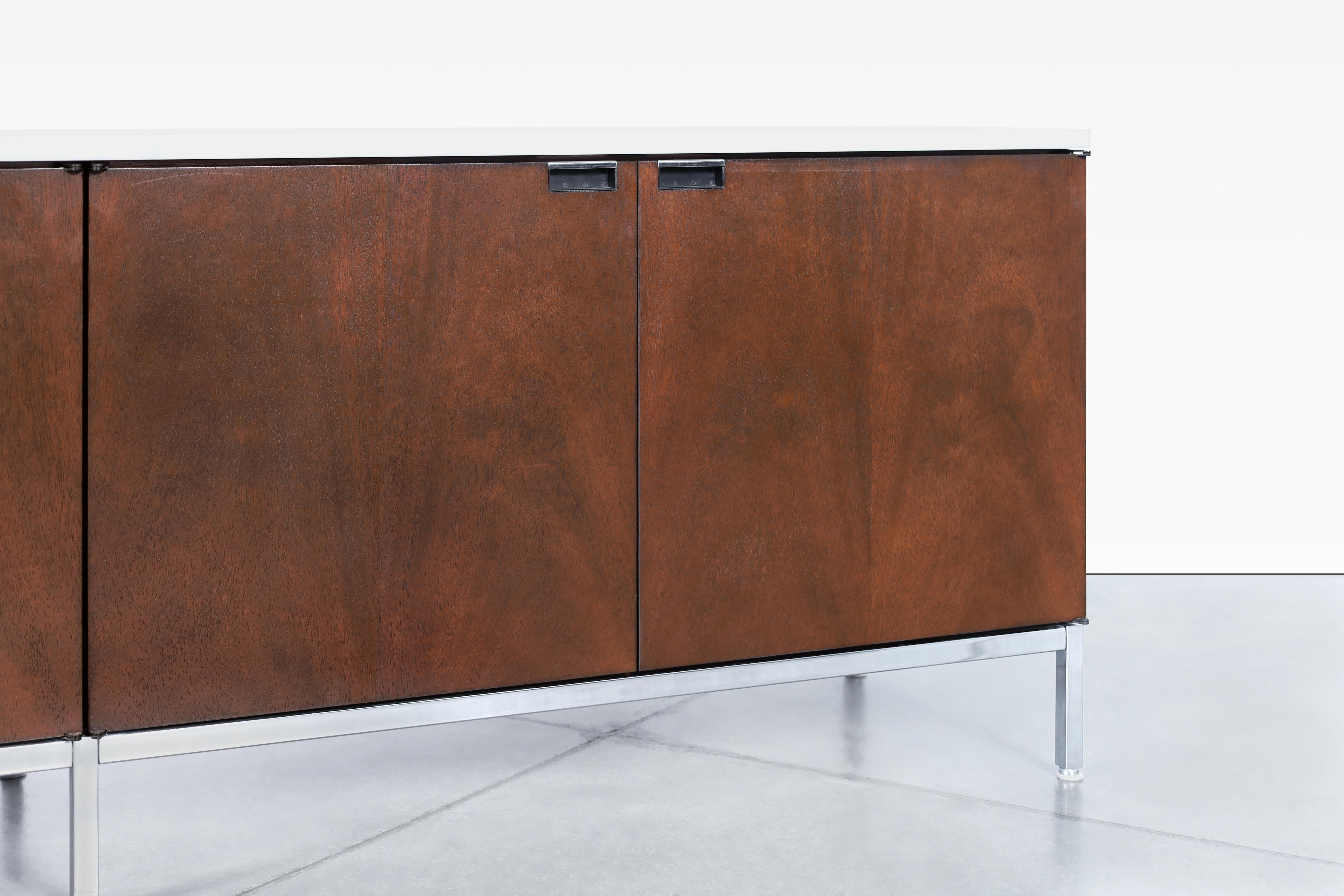 Steel Florence Knoll Carrara Marble Credenza for Knoll For Sale