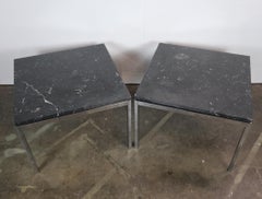 Florence Knoll Chrome and Black Marble Side End Tables