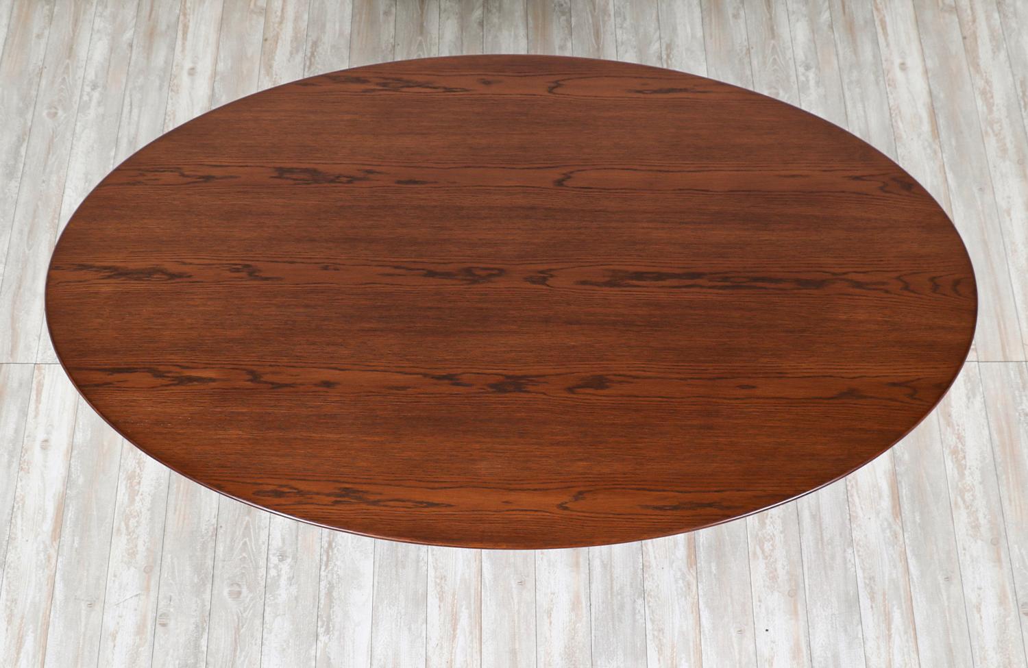 Steel Florence Knoll Chrome & Walnut Oval Dining Table or Desk for Knoll Inc.