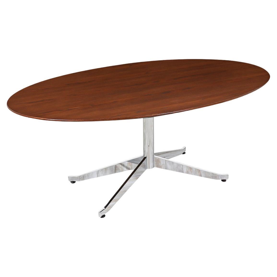 Florence Knoll Chrome & Walnut Oval Dining Table or Desk for Knoll Inc.