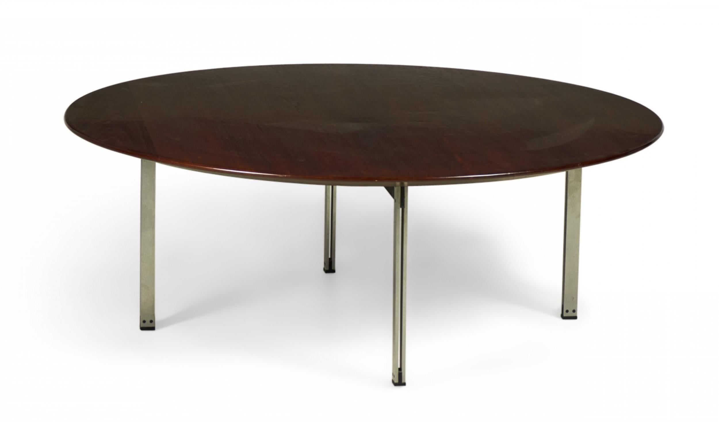 American Florence Knoll Circular Parallel Bar Cocktail / Coffee Table For Sale