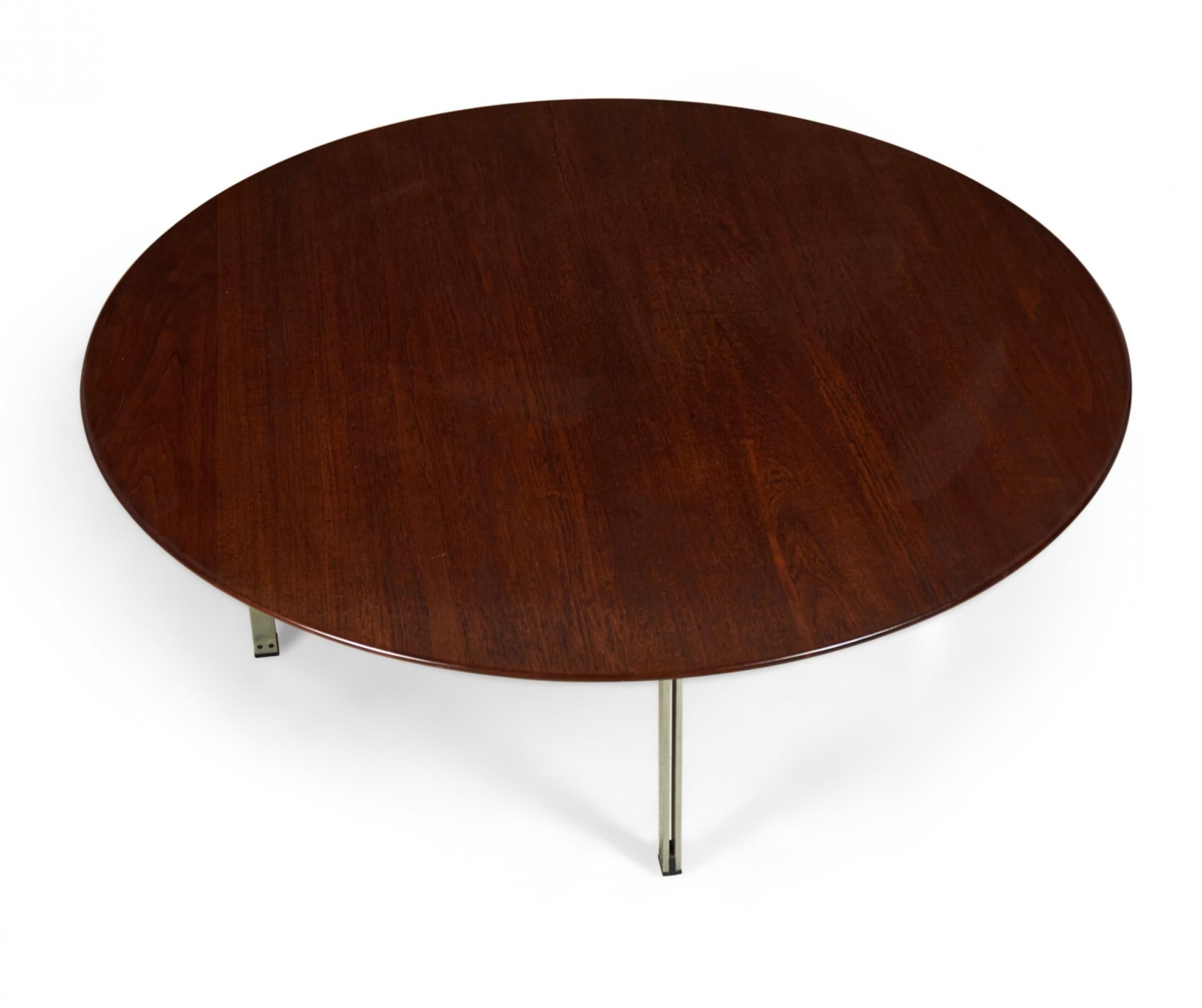 Florence Knoll Circular Parallel Bar Cocktail / Coffee Table In Good Condition For Sale In New York, NY