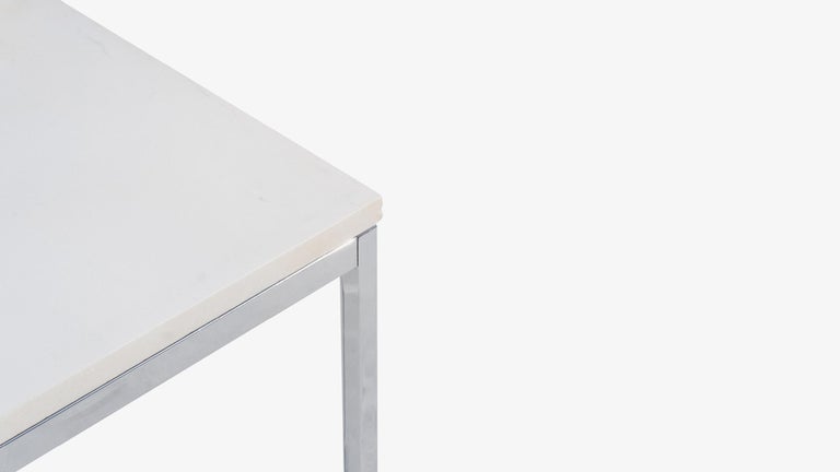 American Florence Knoll Coffee Side Tables in White Marble, Pair For Sale