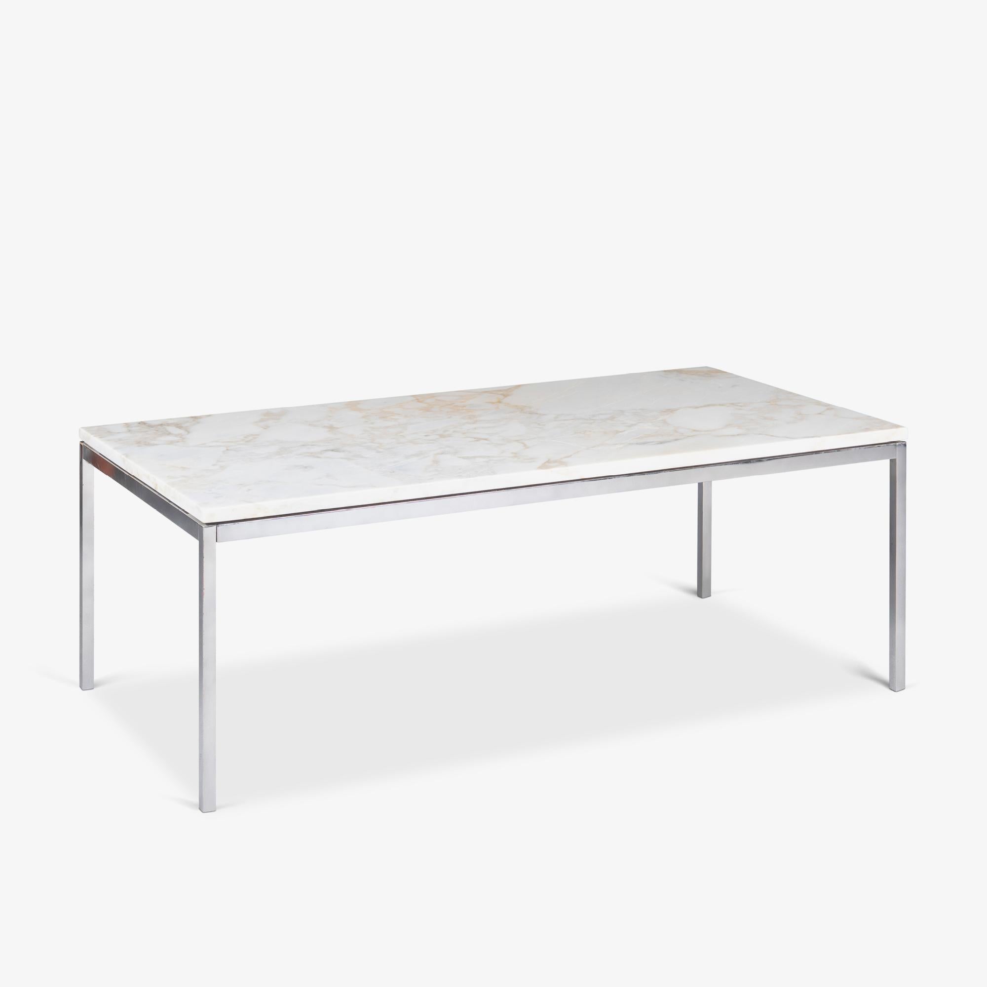 Mid-Century Modern Table basse Florence Knoll en marbre Calacatta et chrome en vente