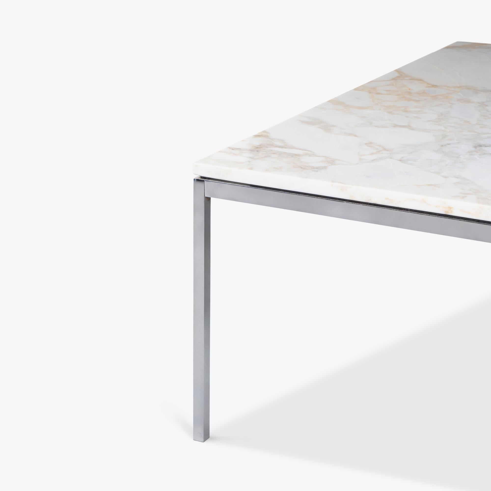 Poli Table basse Florence Knoll en marbre Calacatta et chrome en vente