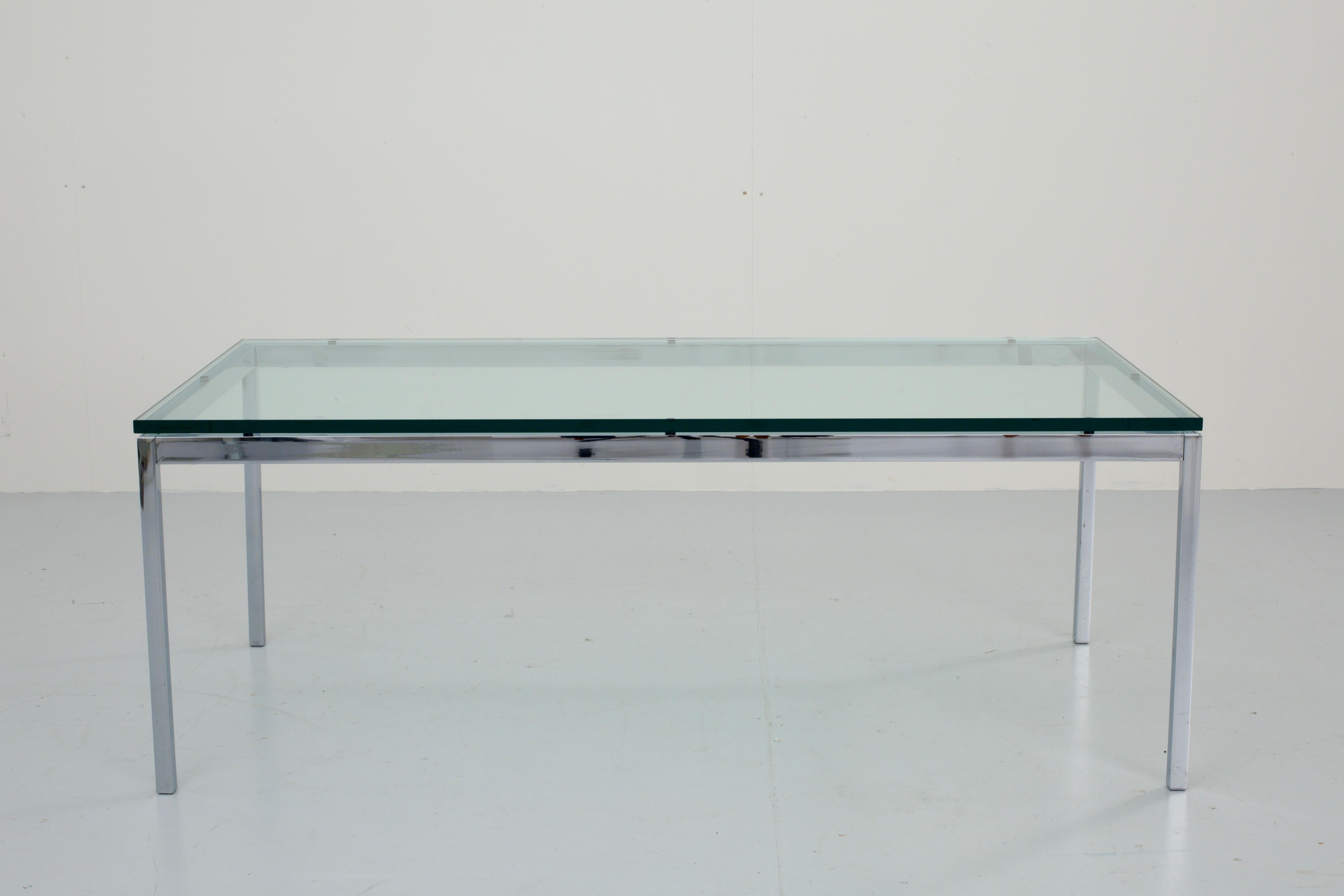 Mid-Century Modern Florence Knoll Coffee Table in Glass and Chrome, USA, 1970s For Sale