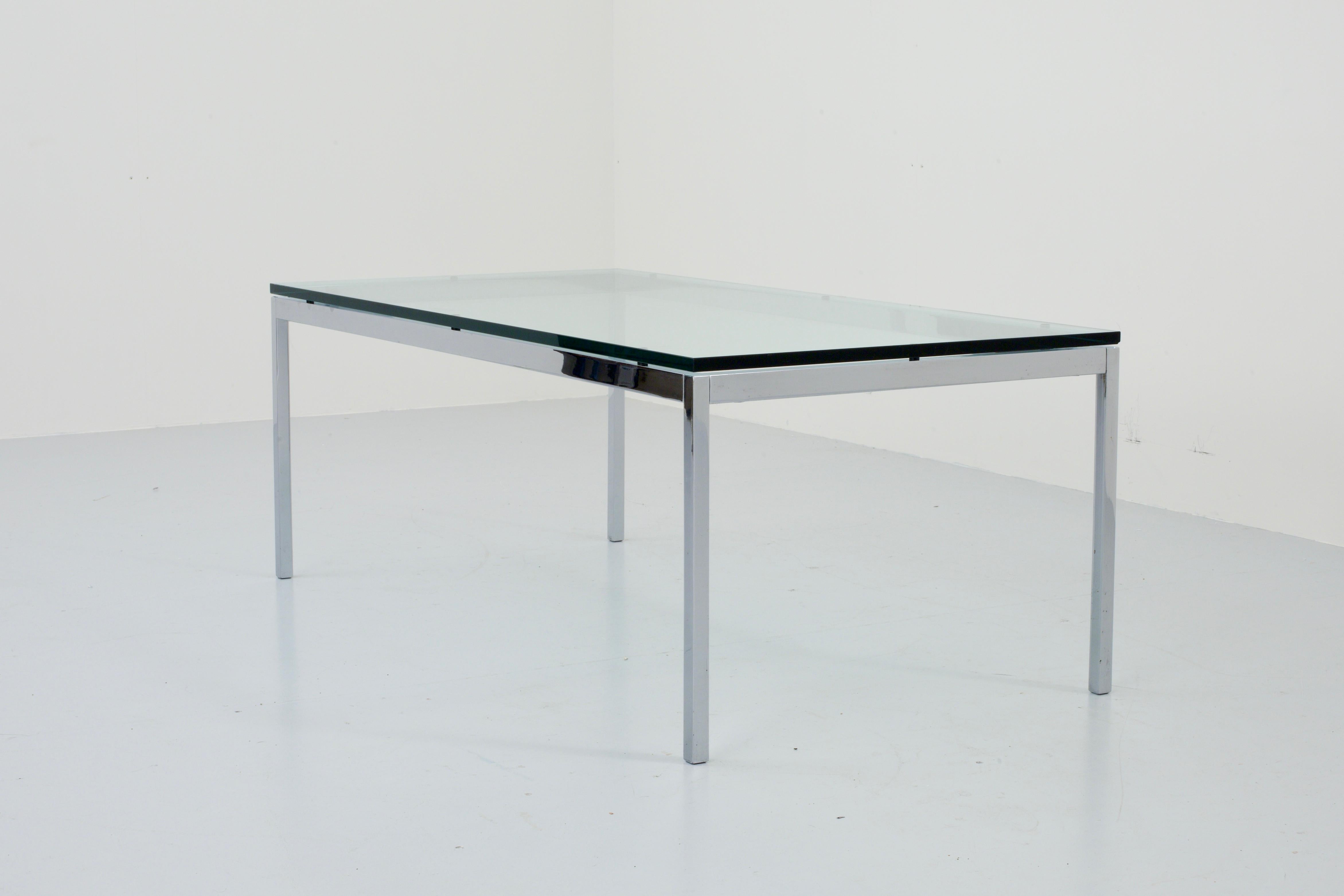 North American Florence Knoll Coffee Table in Glass and Chrome, USA, 1970s For Sale